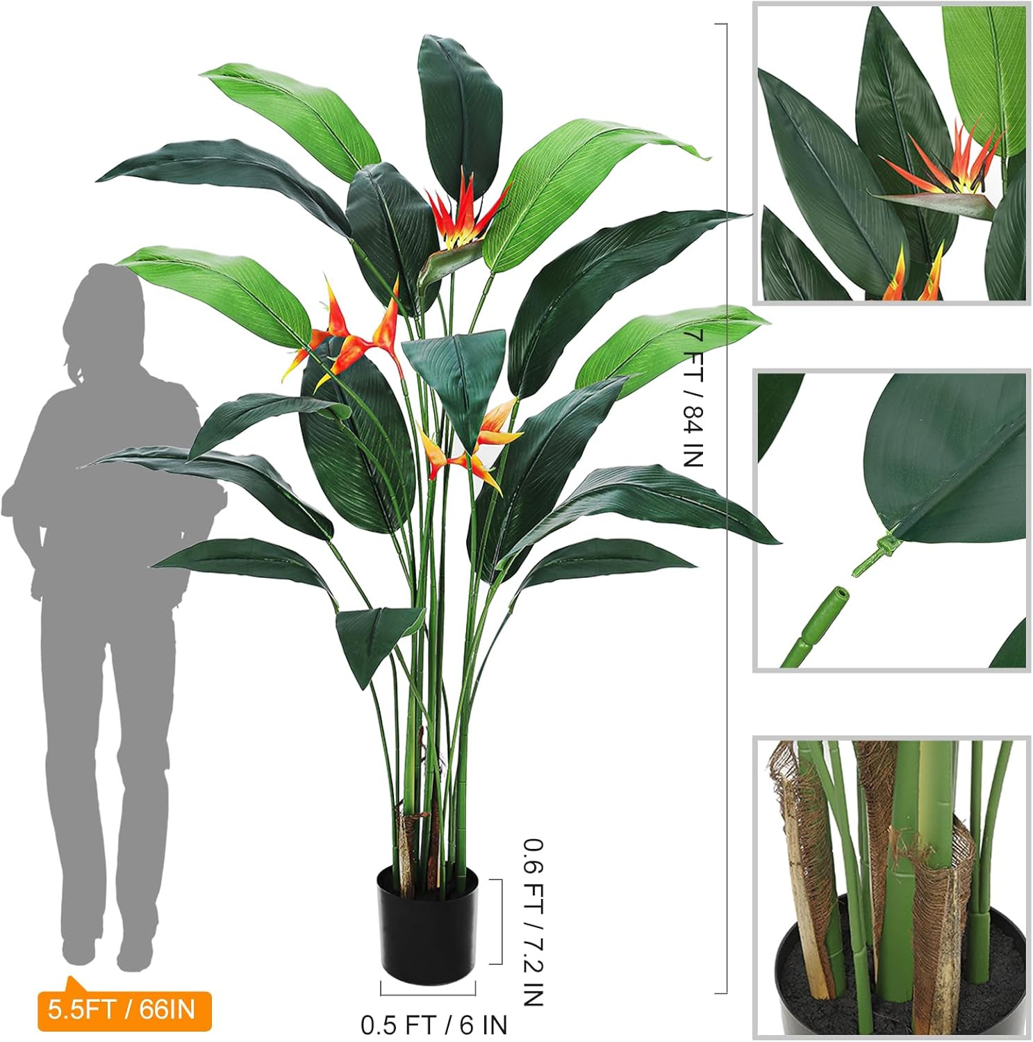 7ft Artificial Bird of Paradise Tree – Perfect Faux Plant for Home & Office
