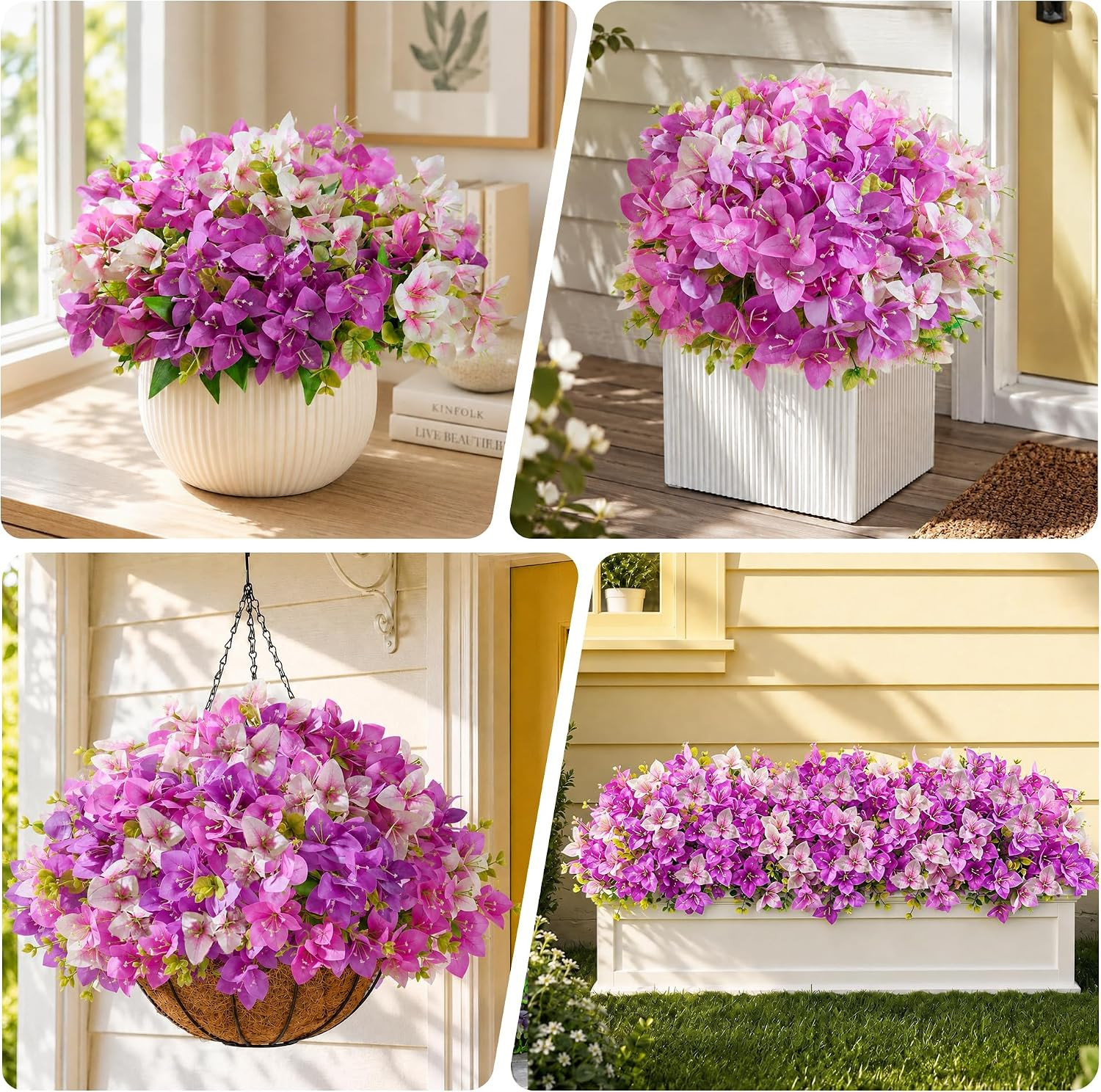 Realistic UV-Resistant Bougainvillea Flowers – 9 Bundles for Outdoor Decor