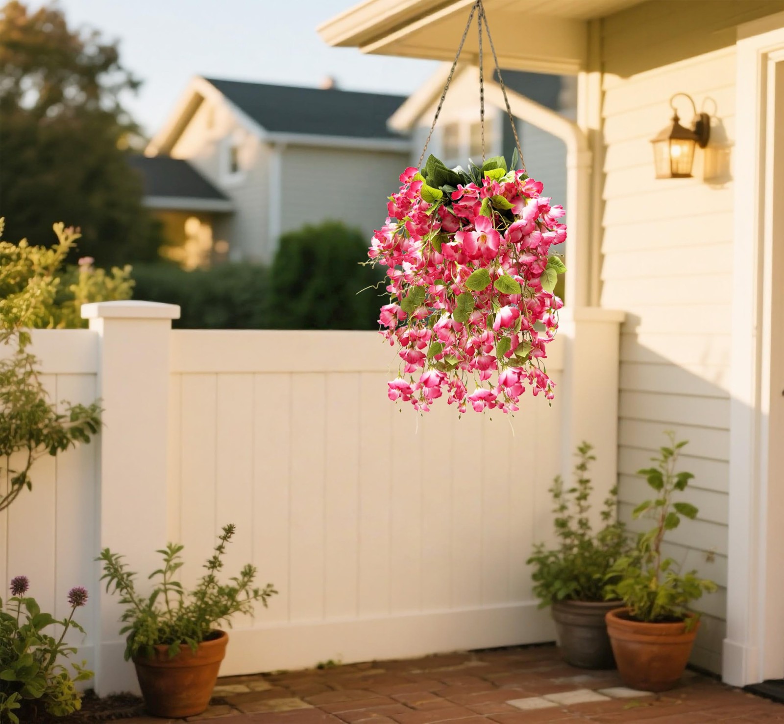 2PCS Artificial Hibiscus Flowers Outdoor Hanging UV Resistant Faux Plant New USA