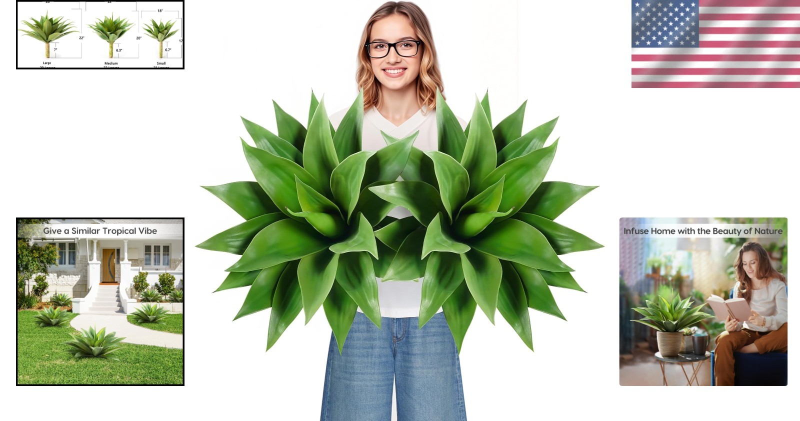Large 28 Inch Faux Agave Plants – Set of 2 for Stylish Home and Patio Decoration