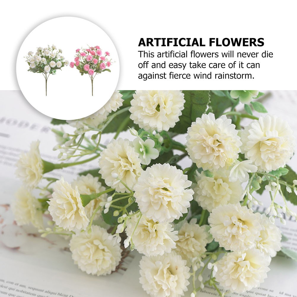 2Pcs Reusable Artificial Carnation Flowers Assorted Color Decorative Bouquet