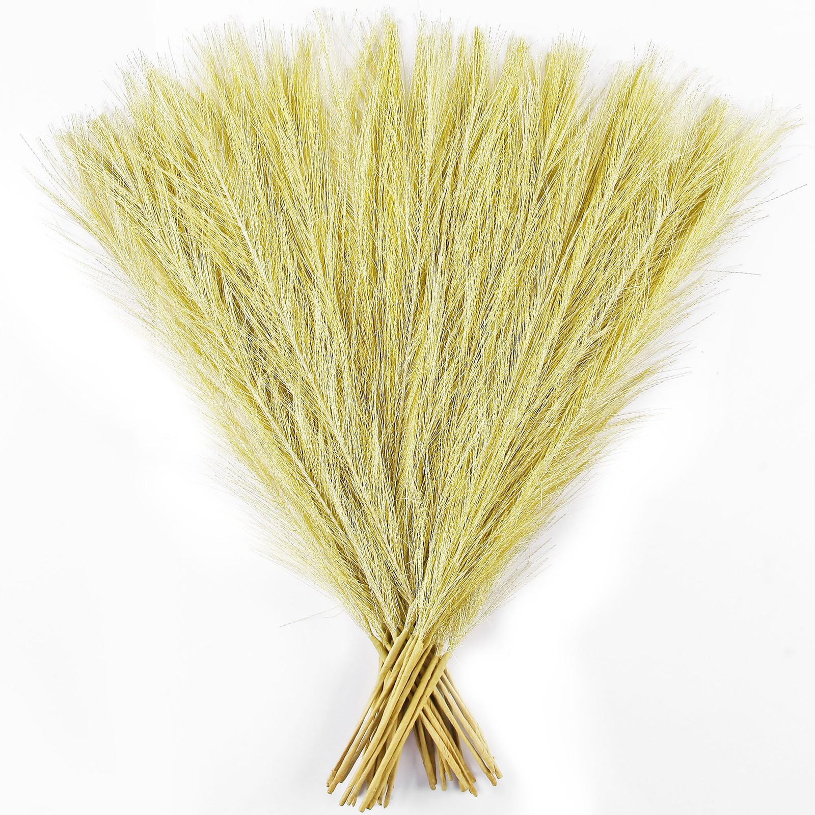 Golden Pampas Grass Small, 30 Pcs 17″ Faux Pampas Grass Short Decor, Pompas G…