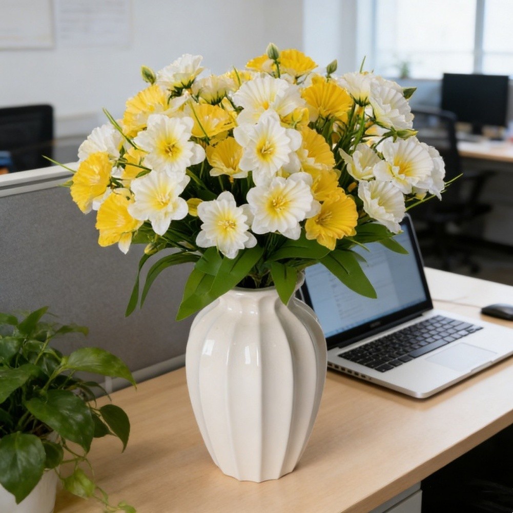 Home Office Restaurant Artificial Daffodil Bouquet Silk 36 cm Dimensions