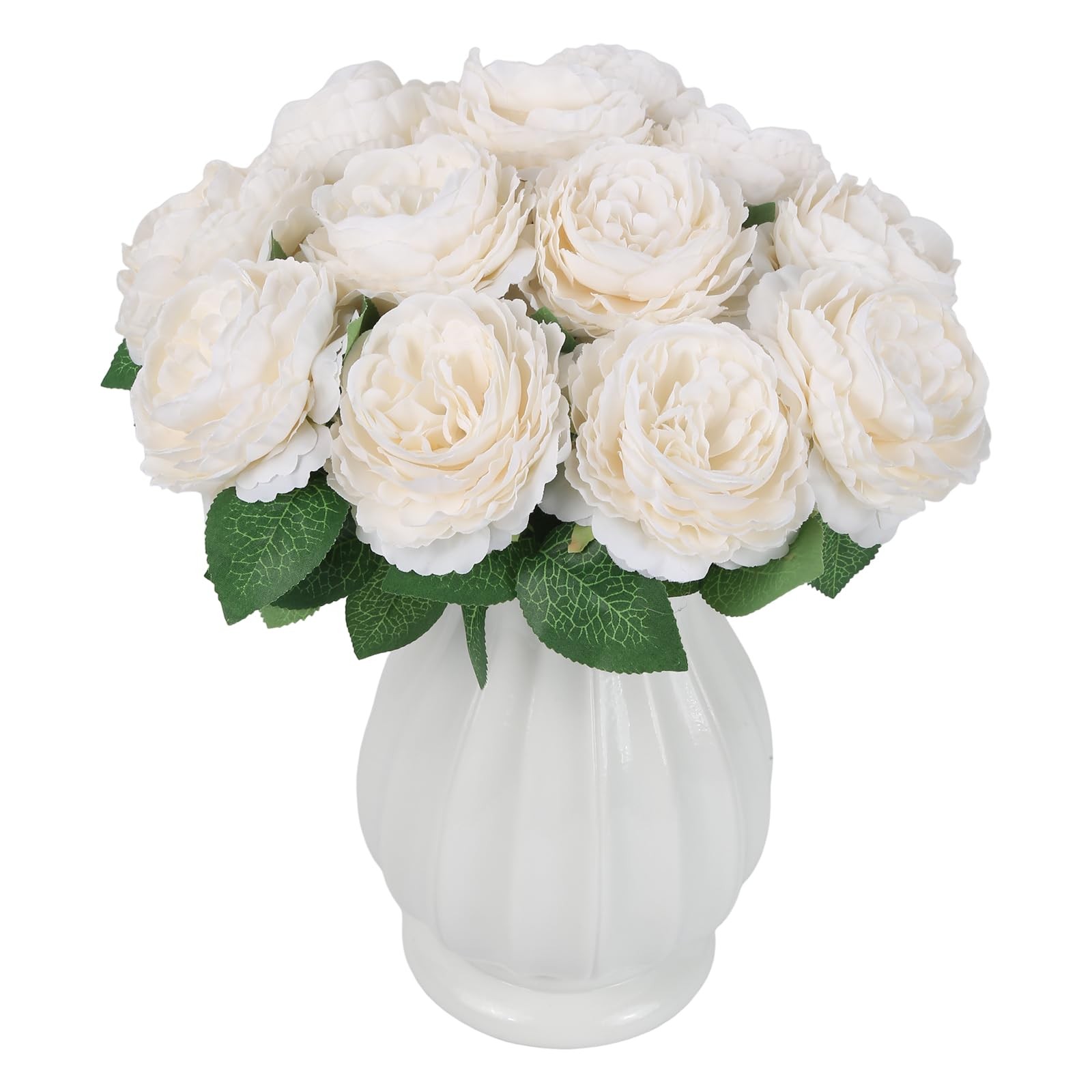 12 PCS White Peonies Artificial Flowers Silk Peonies 11 in Artificial Peonies…