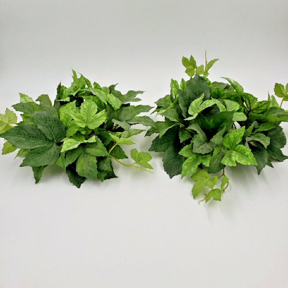 Artificial Ivy Leaf Vine Vtg Pillar Candle Ring SET of 2 Plastic Fabric Greenery