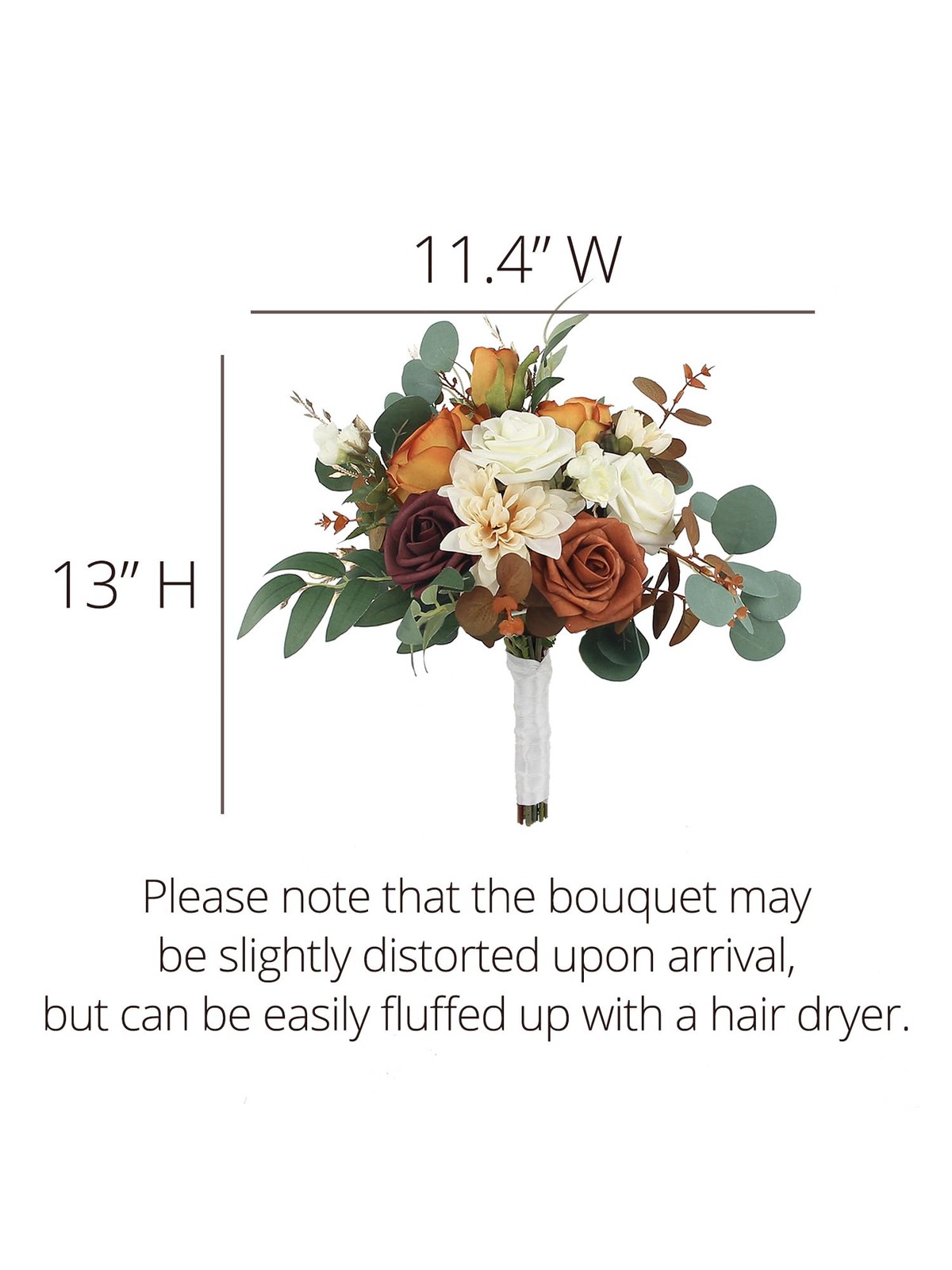 Burnt Orange Fall Wedding Bouquets Bridesmaids Terracotta Silk Flowers