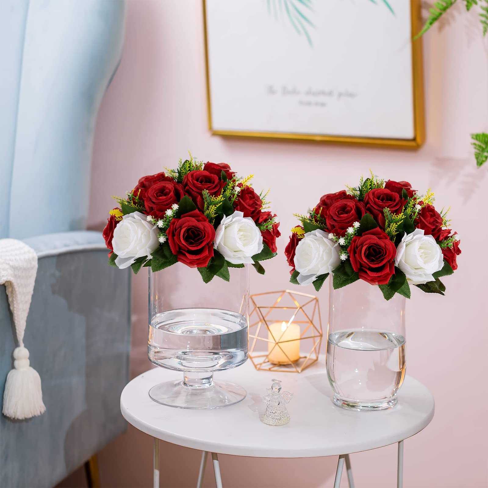 Red Fake Flowers Kissing Balls for Wedding Centerpiece Table Arrangements