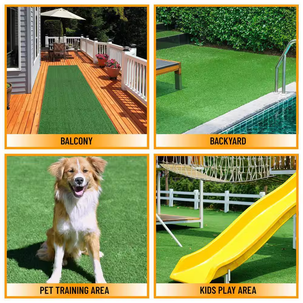Green 3 Ft. X 30 Ft. Meadowland Collection Waterproof Solid Artificial Grass Run