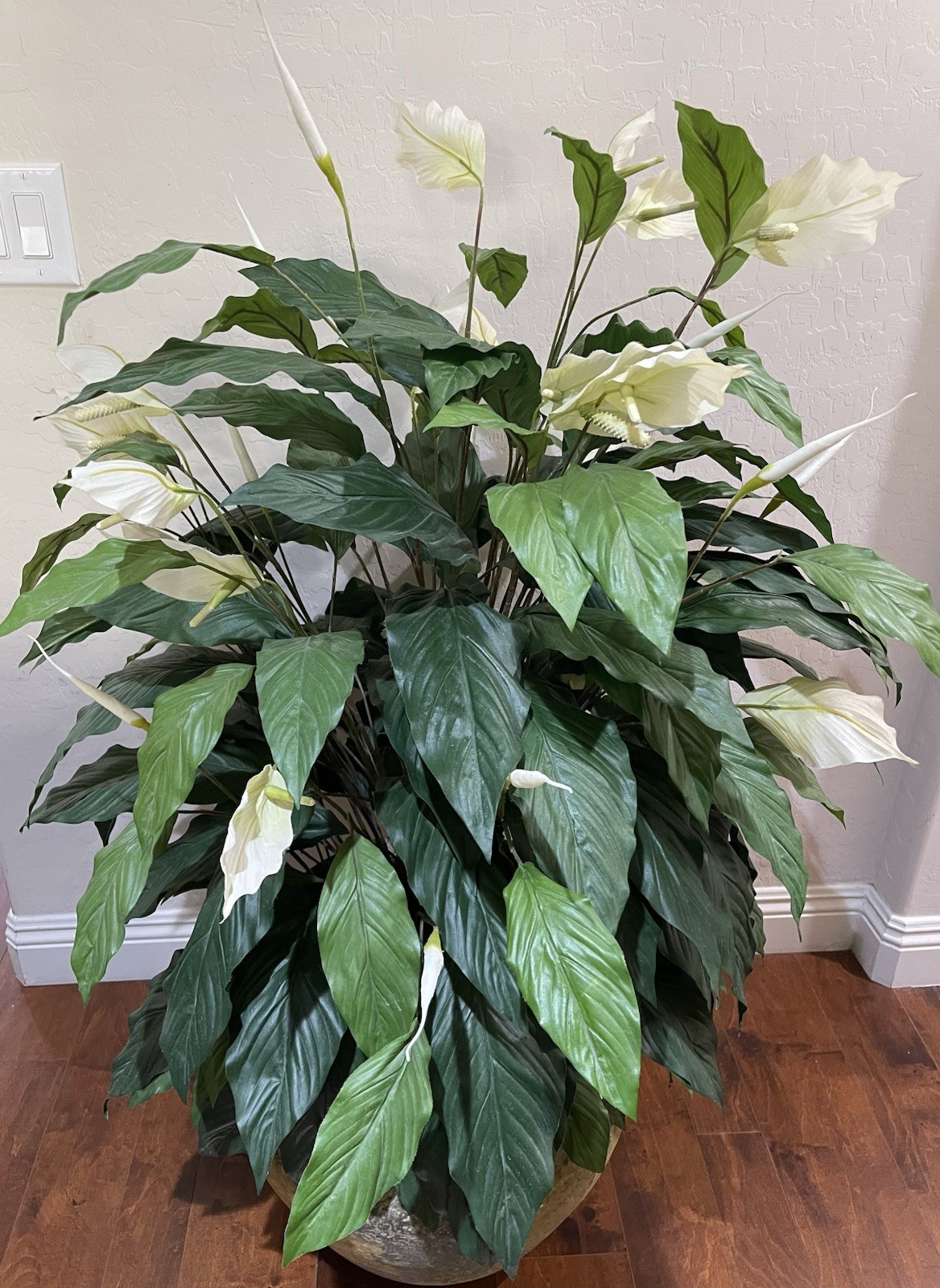 4 ft Artificial Silk Peace Lily Spathiphyllum Heavy 18″ Decorative Ceramic Pot
