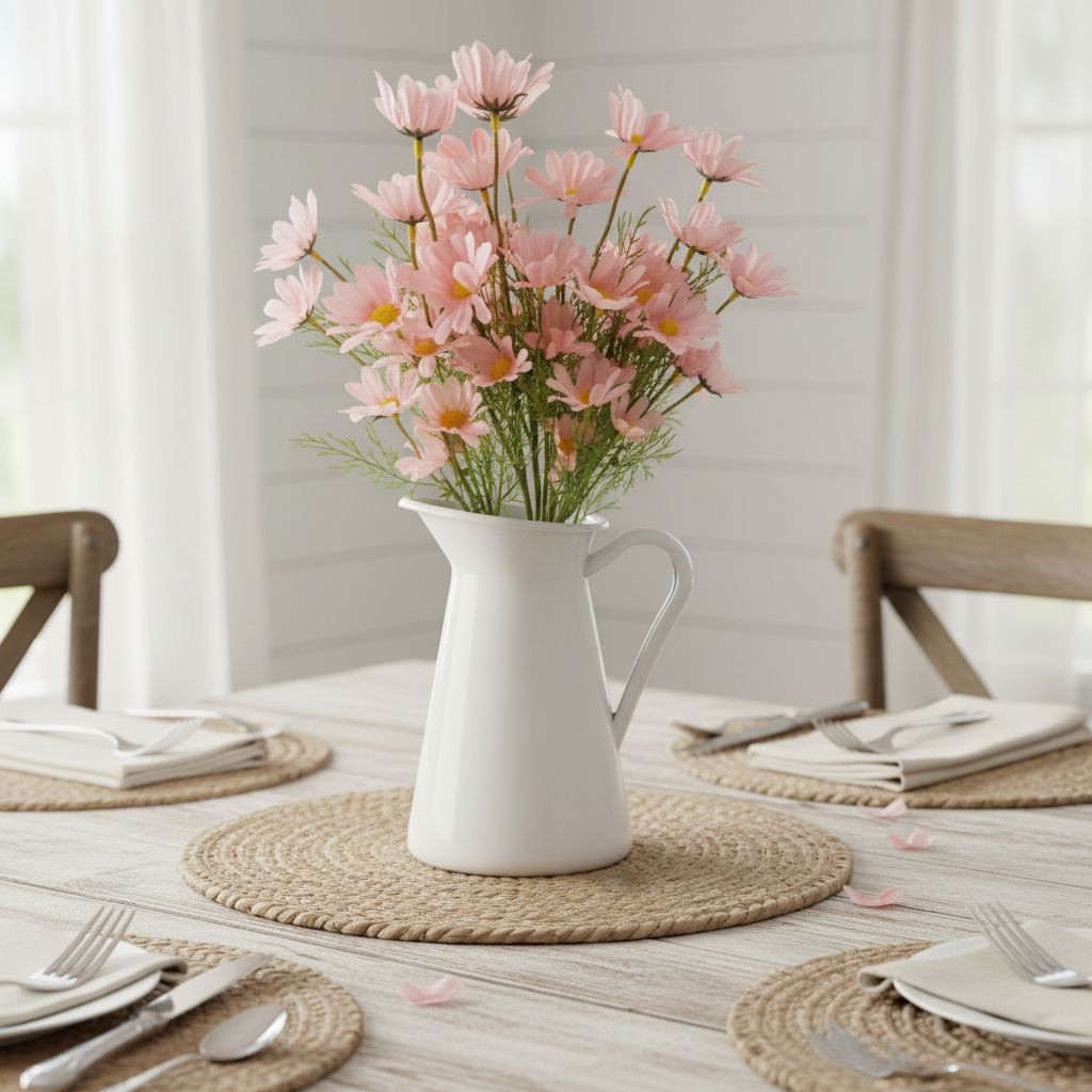 Blush Pink Faux Daisy Stem 20 Inch Artificial Wildflower Set of 6 Farmhouse Flor