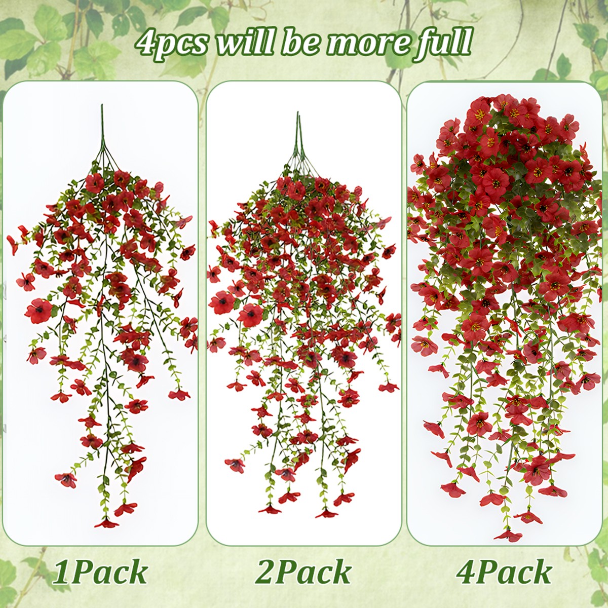 Artificial Hanging Flowers UV Resistant Faux Silk Violet Vines Plants Home Decor