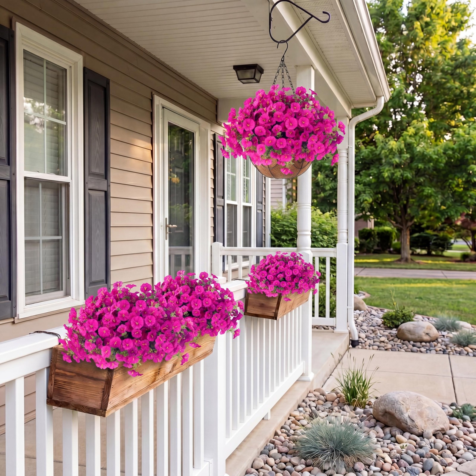 Artificial Flowers for Outdoors with Baskets Hanging Plant Faux Flowers UV Re…