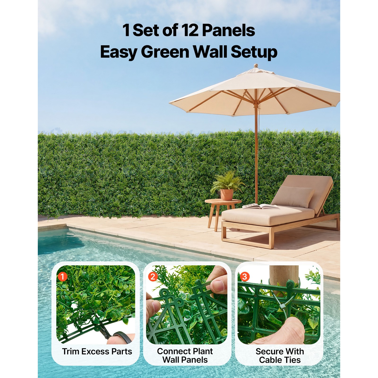 Uimoso Artificial Plant Wall Panels 12PCS 20 x 20 in Faux Boxwood for Greenery
