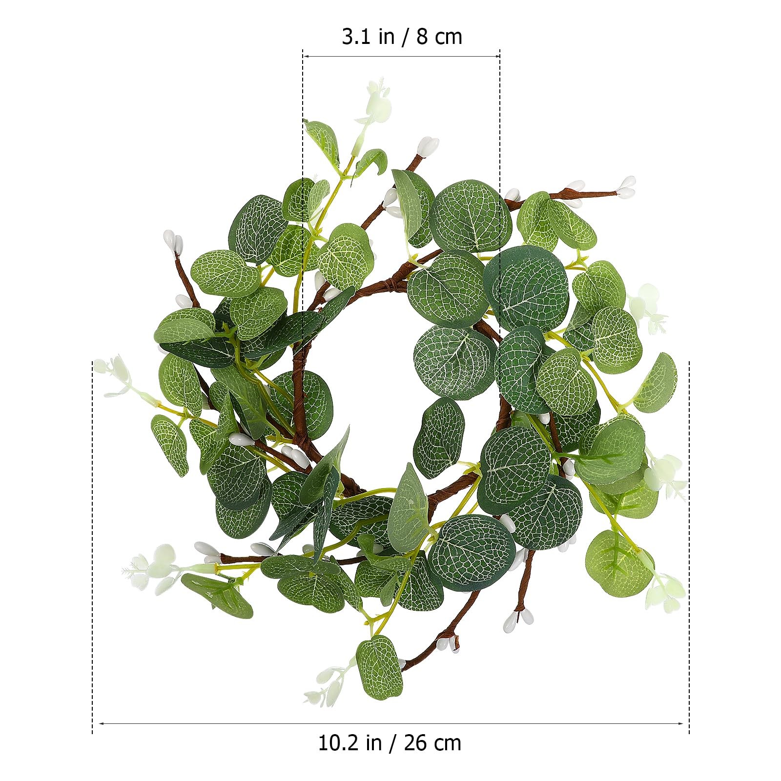 2 Pack Candle Rings Wreaths, Artificial Eucalyptus Leaves Candle Rings, Green Le