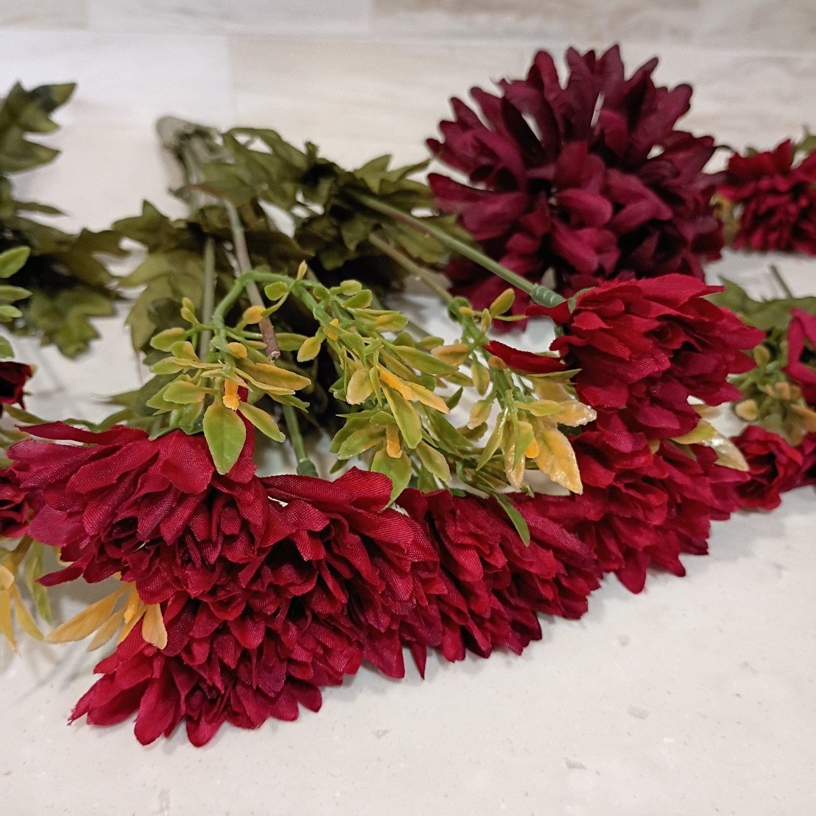 Dark Burgundy Flower Stems 16 Stems, 67 Artificial Flower Buds