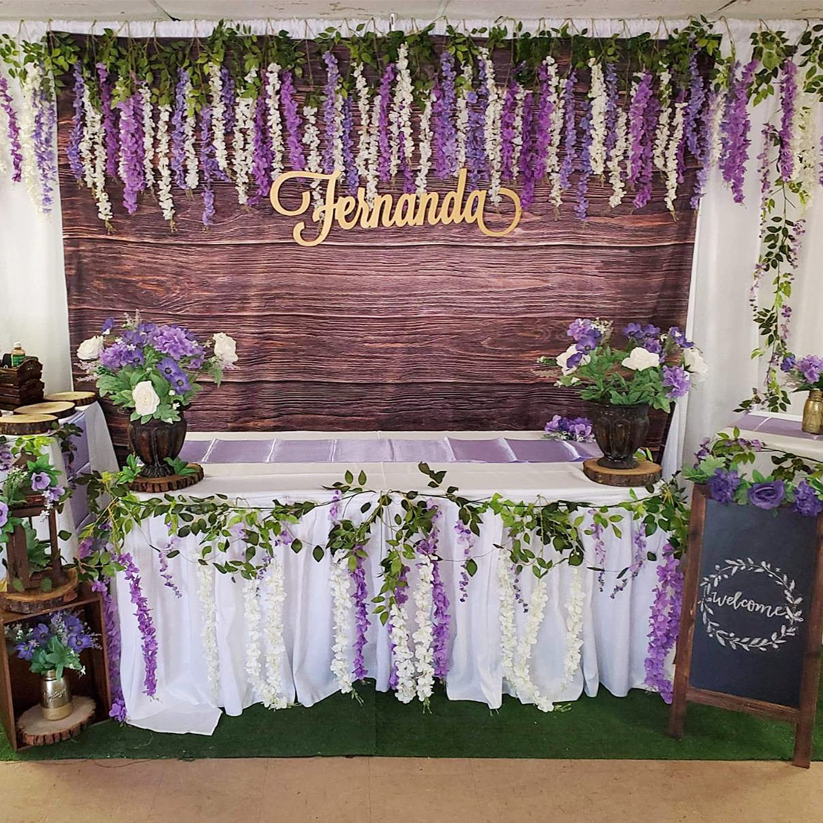 Artificial Wisteria Garland Silk Vine Flowers 43 Inch 12 Light Purple Decor