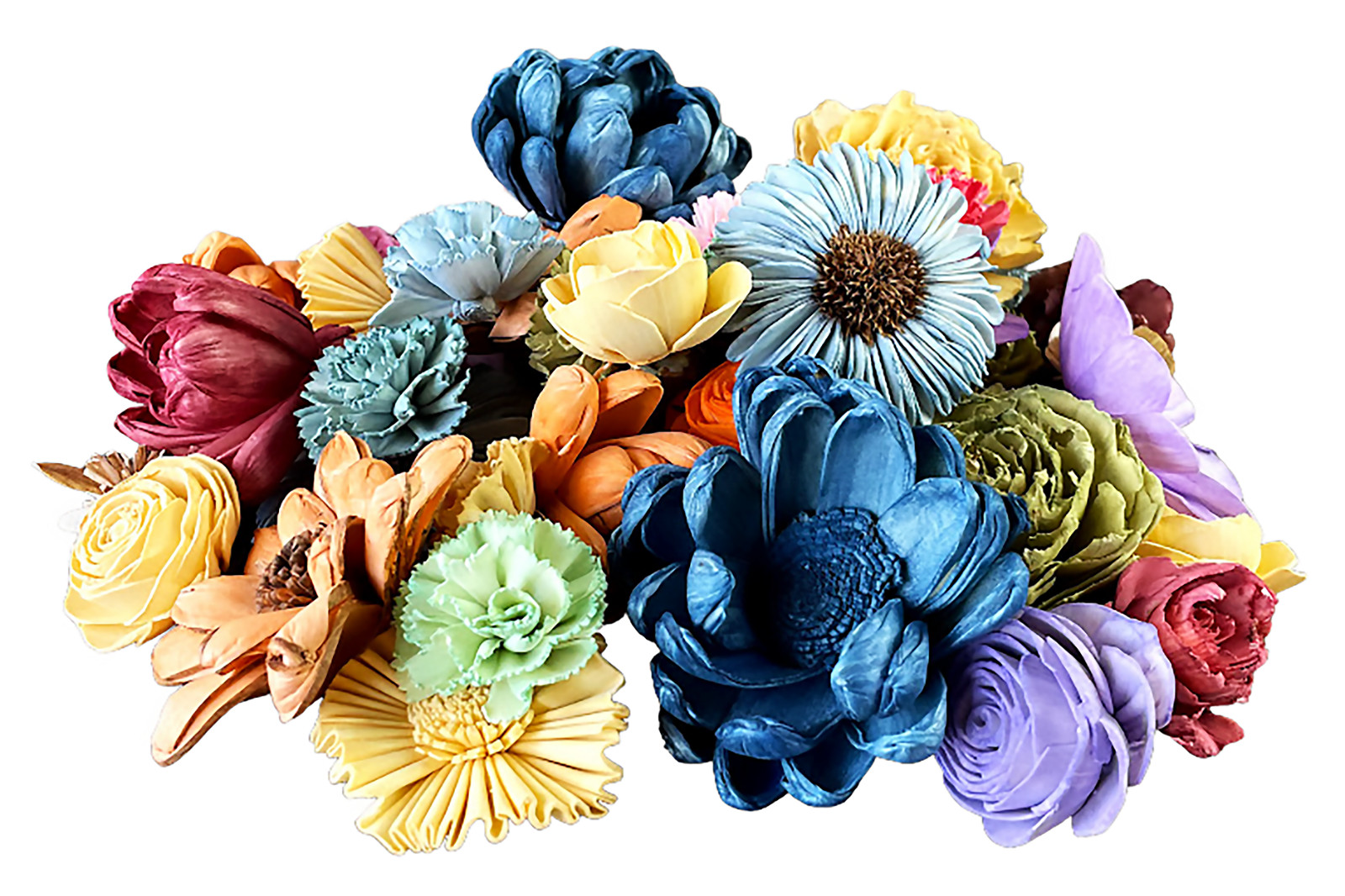 Wood Flowers Bouquet Multi Color Types Handmade with Stems DIY Easy Assemble(23)