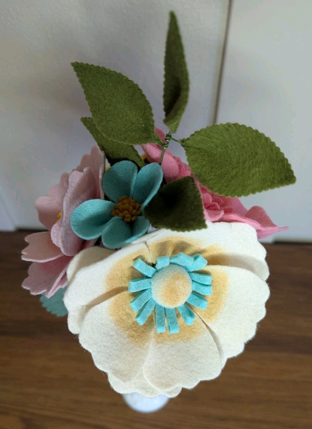Beautiful Hand Cut Wool Blend Felt Flower Bouquet Gift Wrapped/Great Gift Idea!