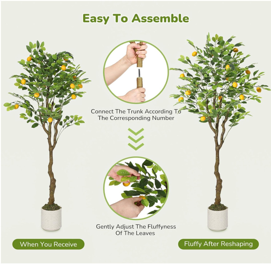 5FT Artificial Lemon Tree – 60In Fake Lemon Tree for Home Office Decor