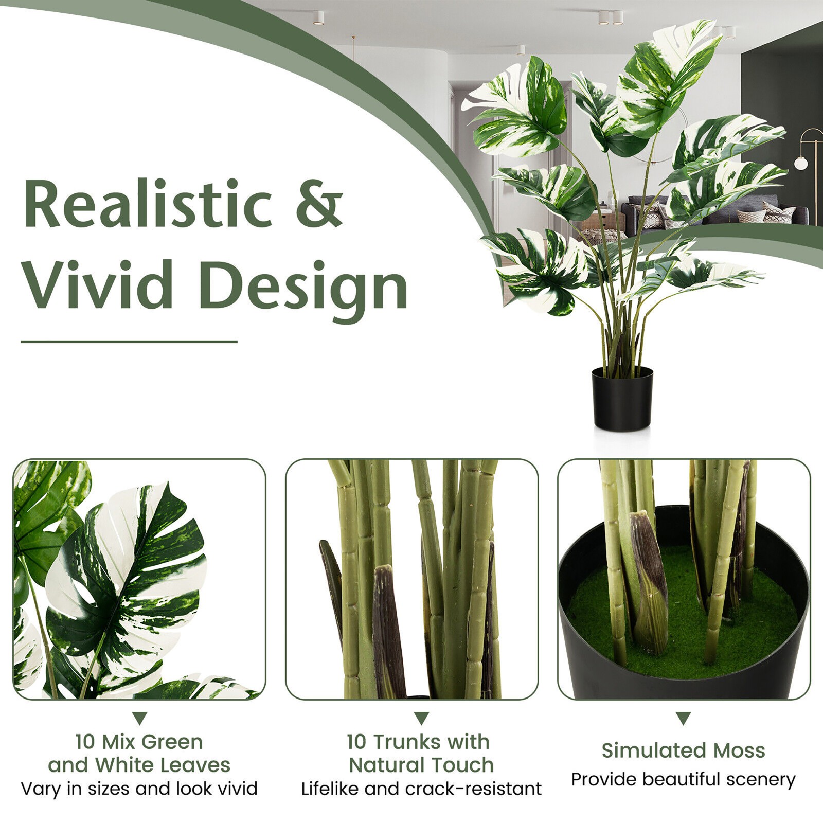 4FT Artificial Monstera Deliciosa Tree 2-Pack Fake Plant Faux Tree for Decor