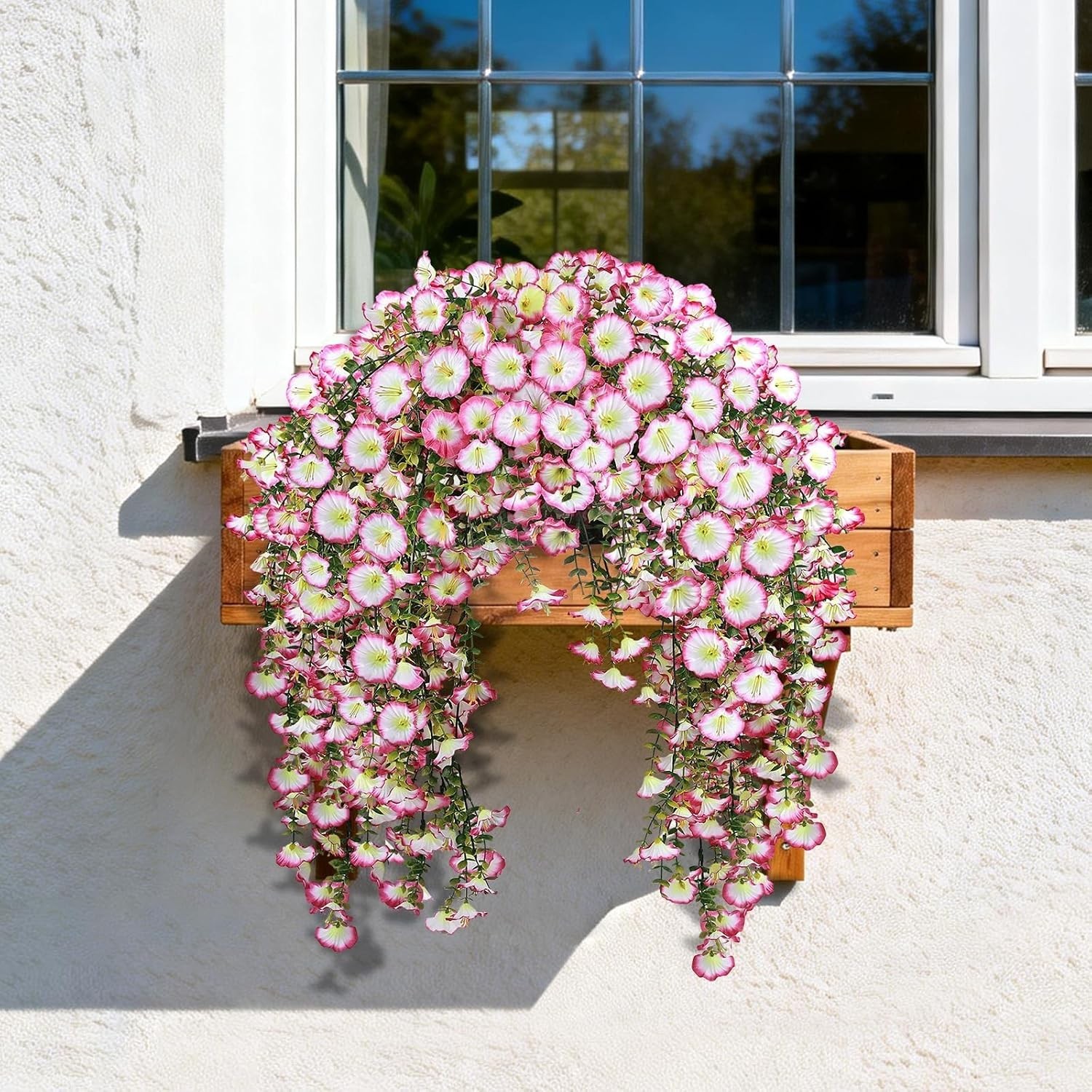 Artificial Hanging Flowers for Outdoors, 2 PCS 300 Blooms UV Resistant Mornin…