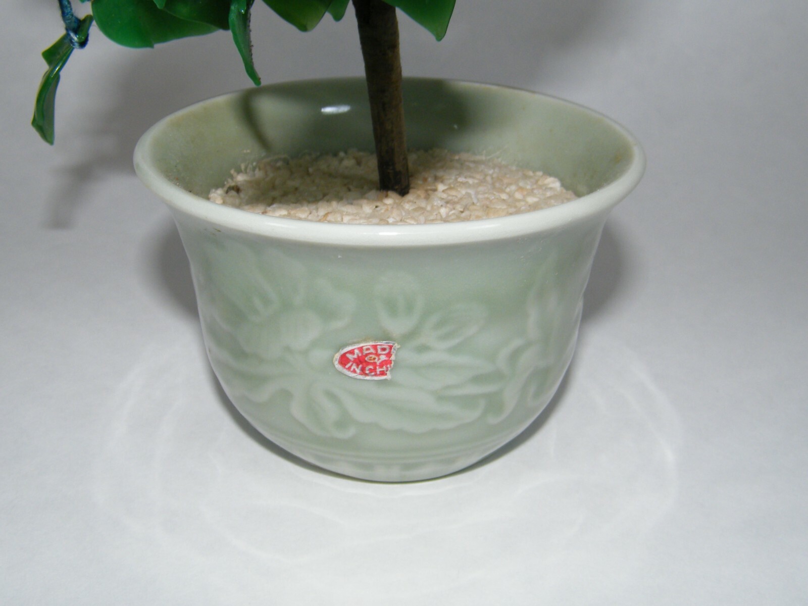 COLORED GLASS FLOWERS IN POT 10″ BONSAI TREE WHITE PINK GREEN POTTED