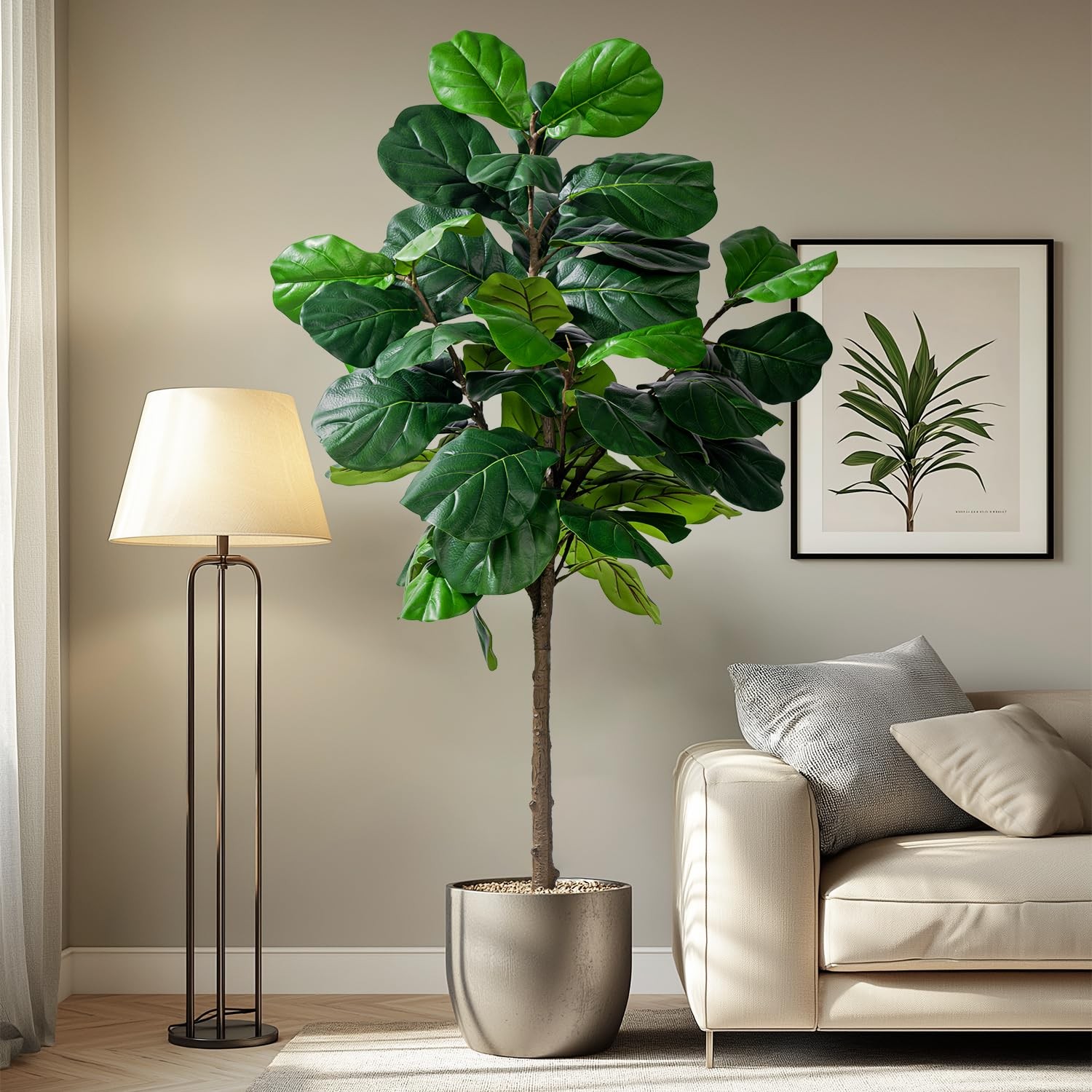 Artificial Fiddle Leaf Tree-6ft Faux Plant Fake Ficus Lyrata Tree Artificial …