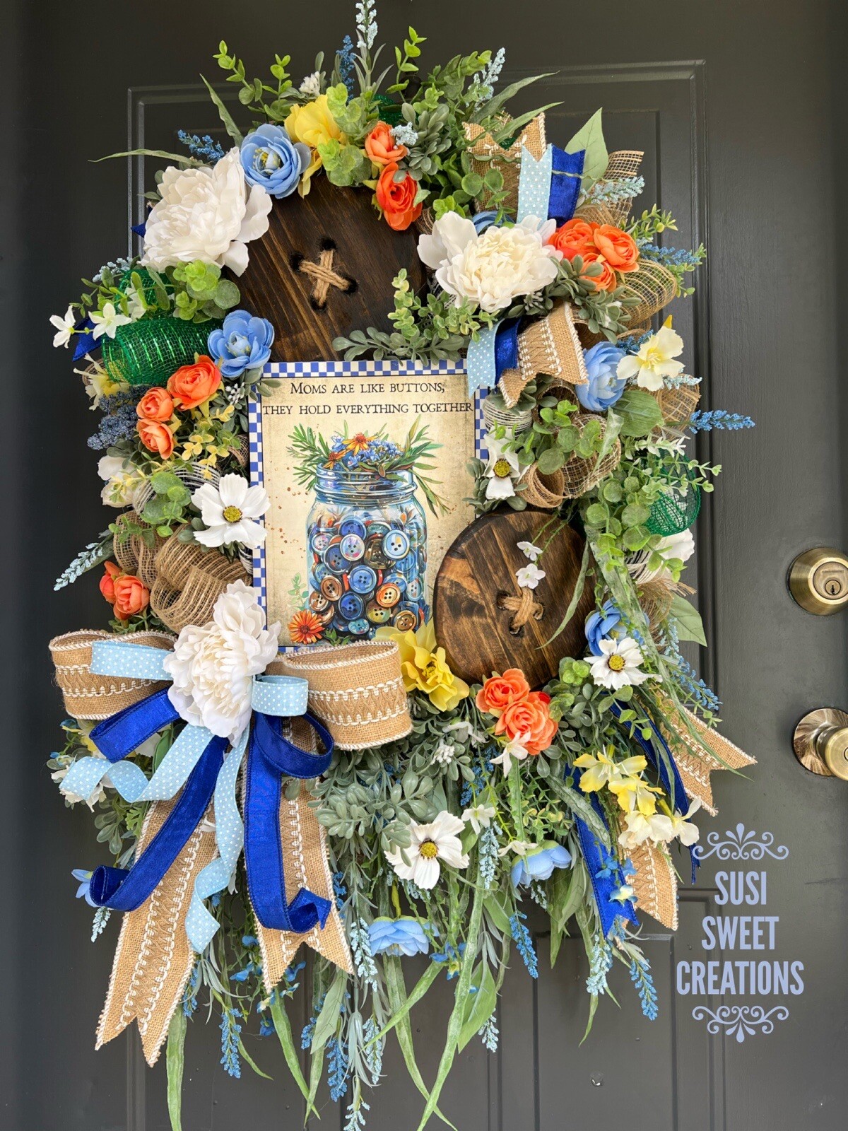 XL Mom Wreath, Year Round Wreath, Wreath For Mom, Mothers Day Gift, Sewing Gift