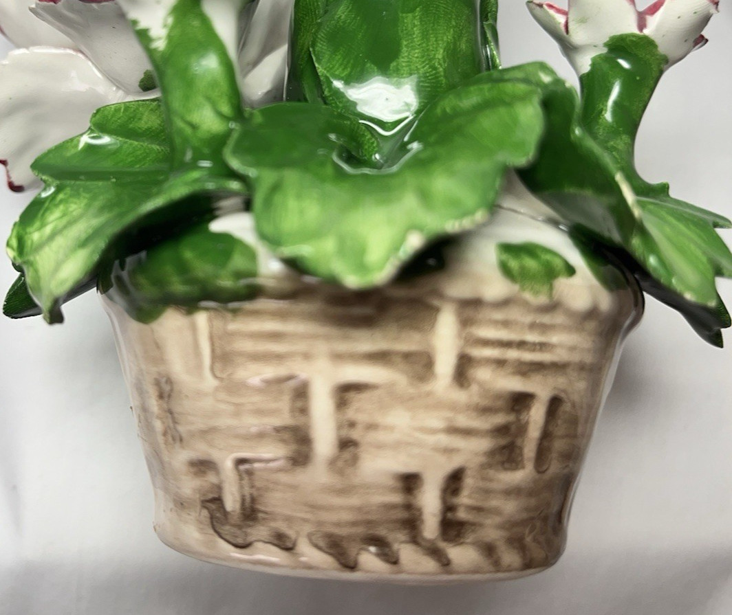 Vtg NUOVA CAPODIMONTE Flower Basket Candle Holder F.lli Savastano – NA Italy