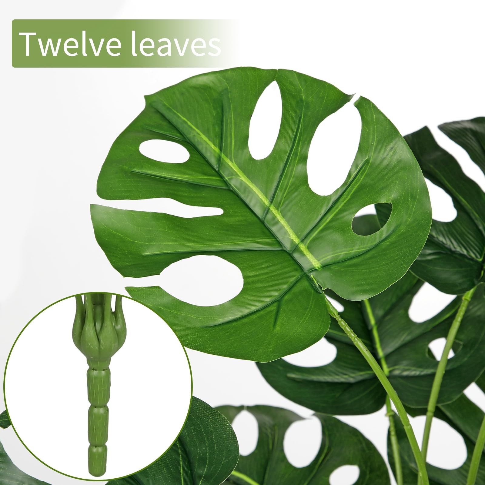 2PCS 28″ Artificial Monstera Leaves – Faux Tropical Greenery for Home, Garden, W