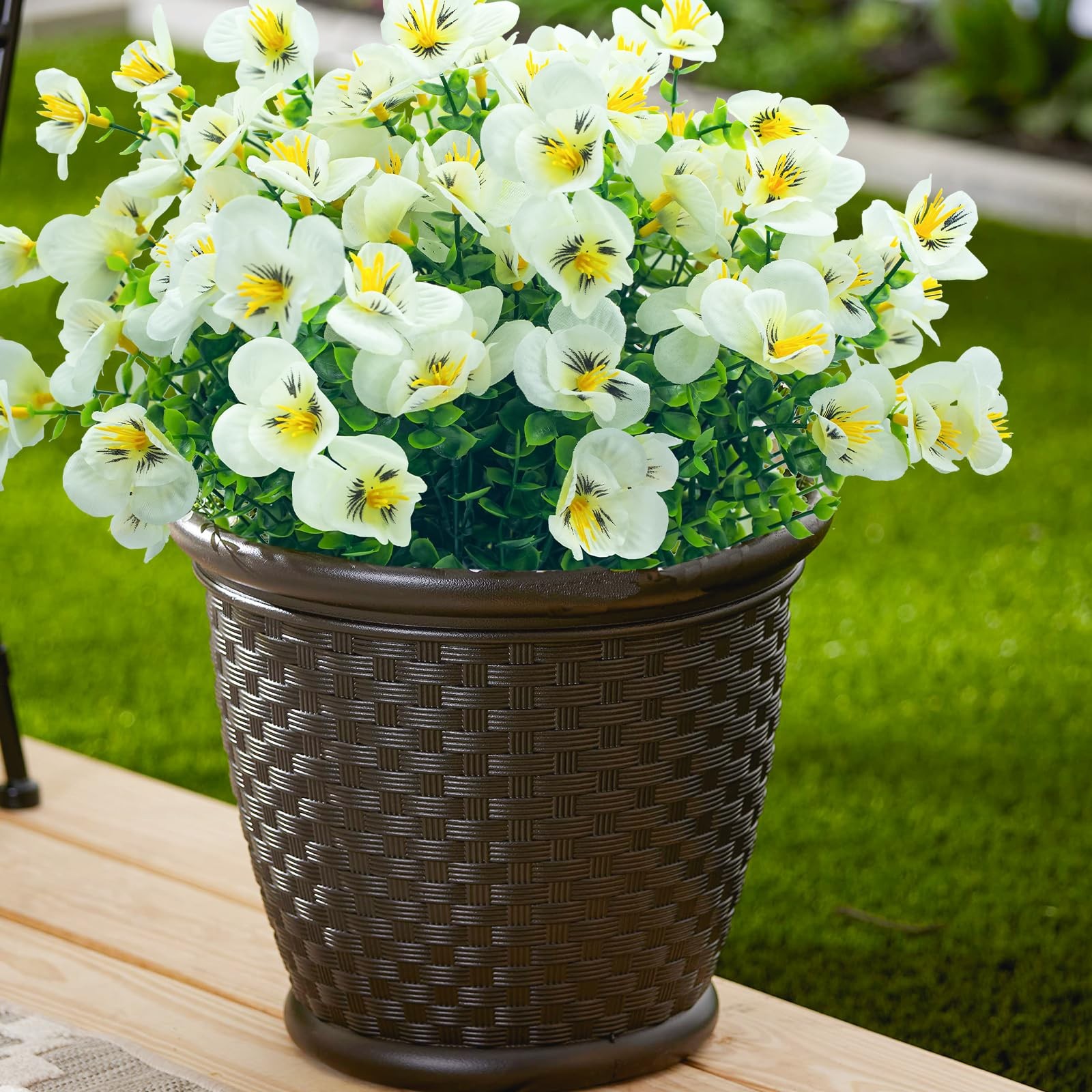 Artificial Flowers for Outdoor,8 Bundles UV Resistant Fake Flowers Faux Plast…