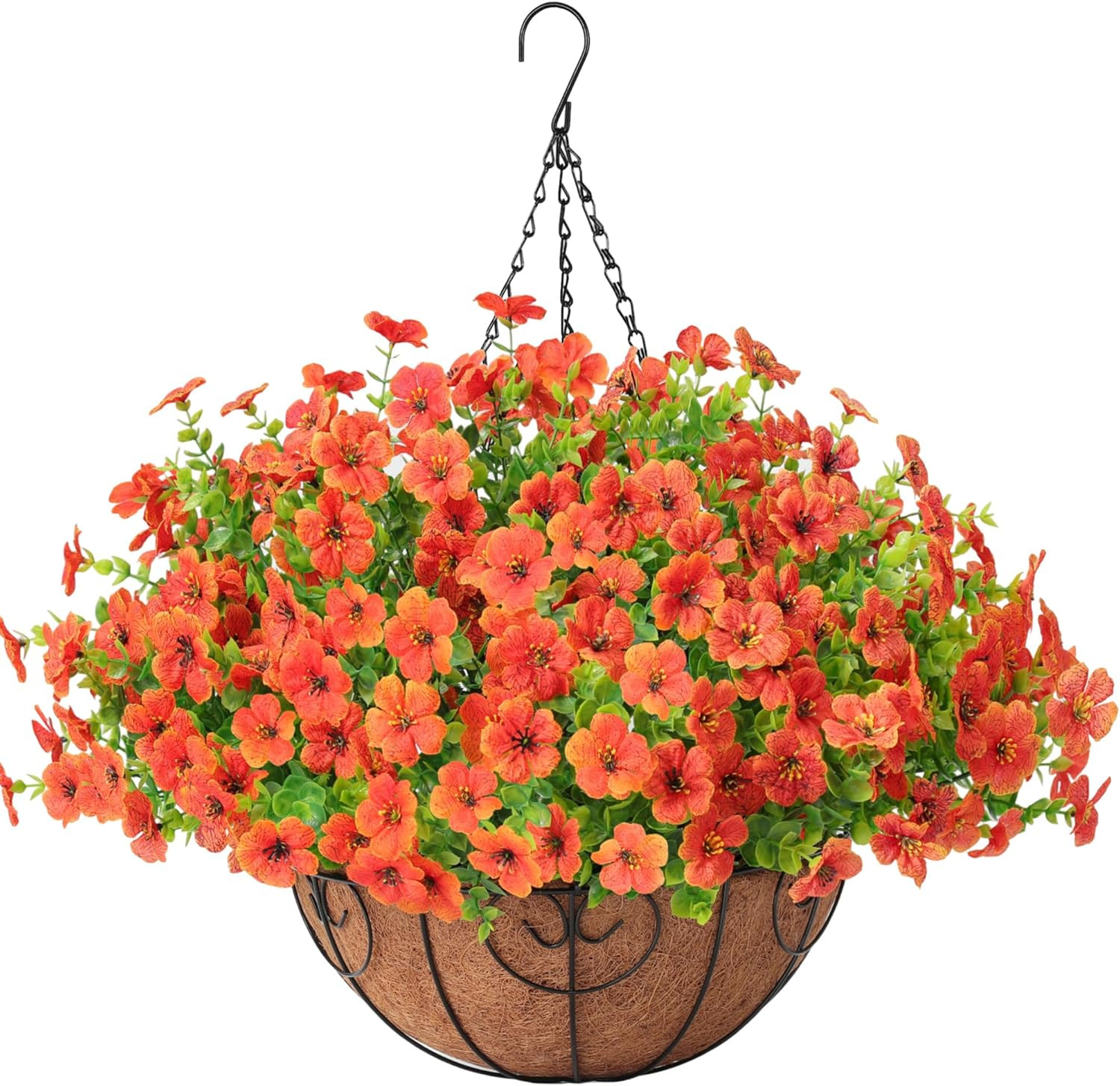 Artificial Faux Hanging Flowers Plants Basket for Outdoors outside Spring Summer