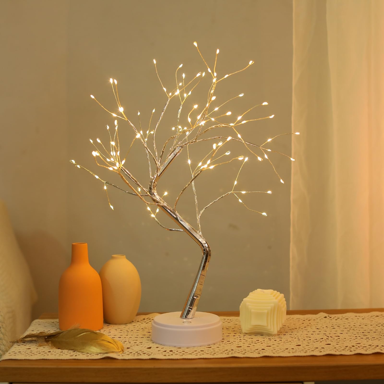 Bonsai Tree Lights For Easter Decor 20 Inch Firefly Tree Lamp 108 LED Warm White