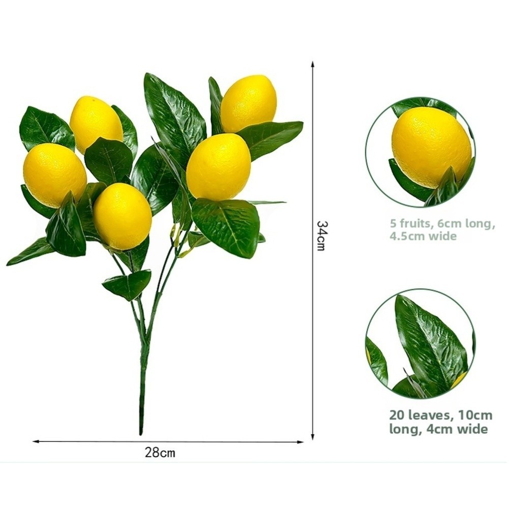 Realistic Artificial Lemon Branch Lively Lemons for Kitchen Dining Room Display
