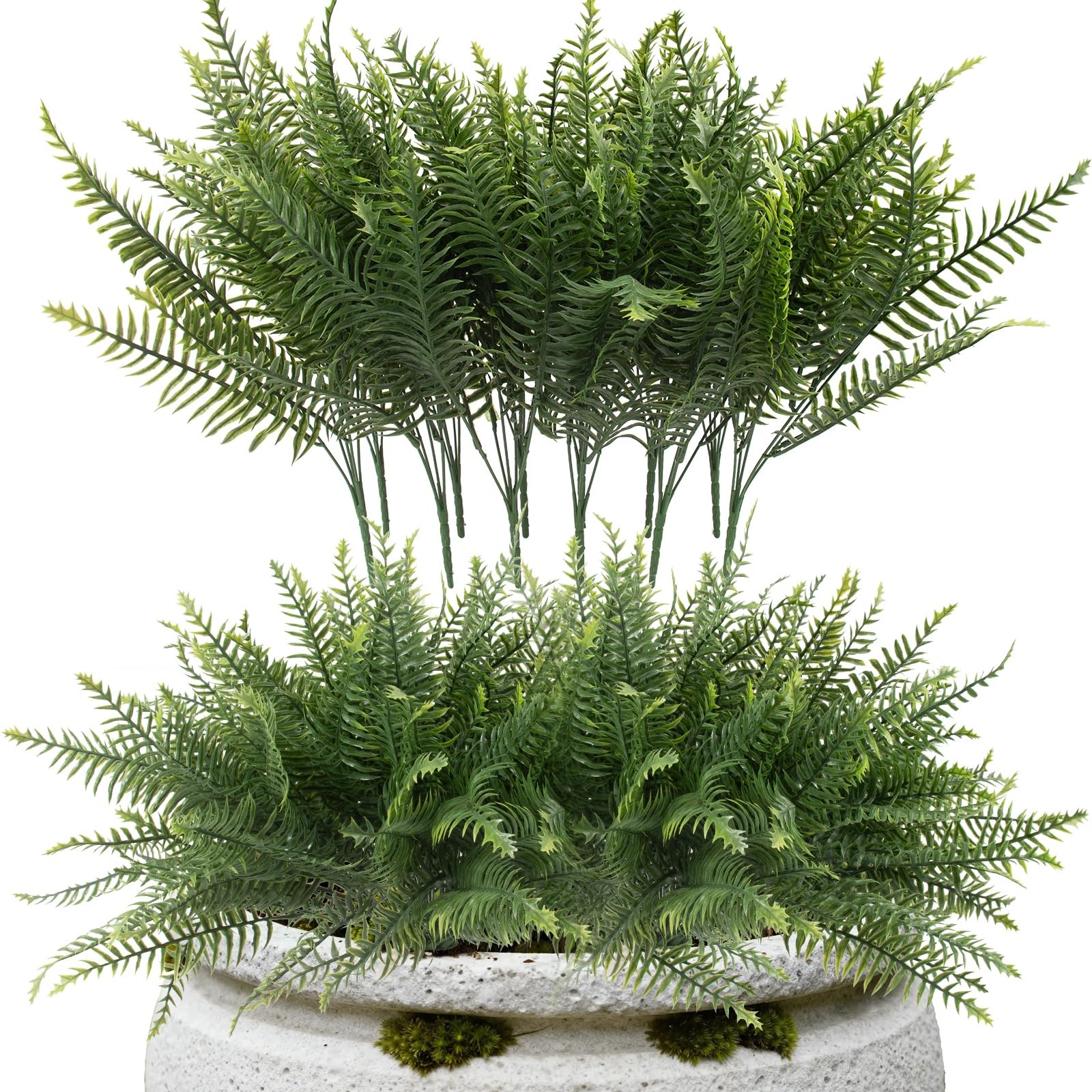 Artificial Ferns 12 Pcs Outdoor UV Resistant Faux Greenery Stems Garden Porch Pa