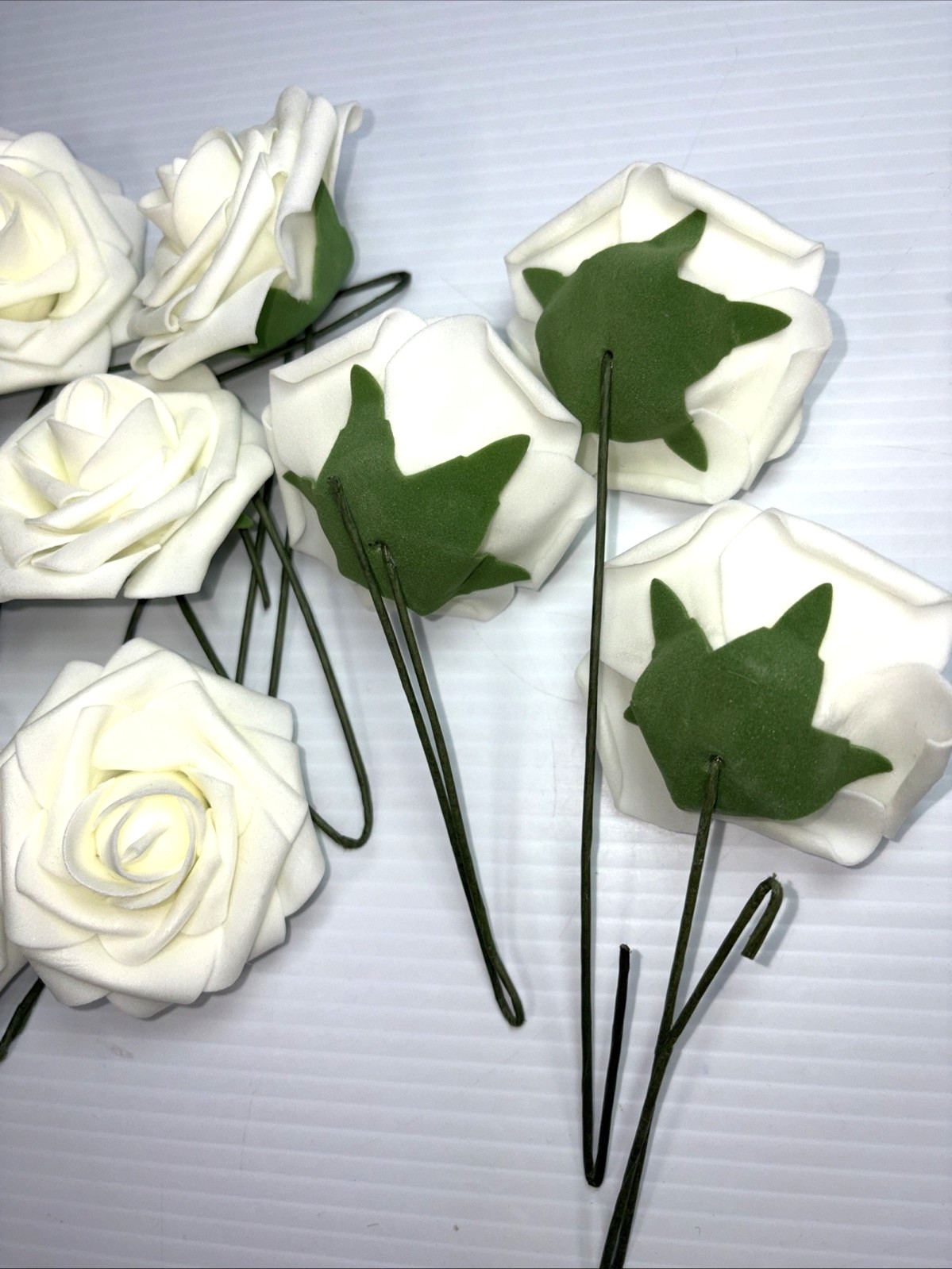 12 Pcs Artificial Flowers Off-White Rose Heads Feels like velvet/suede