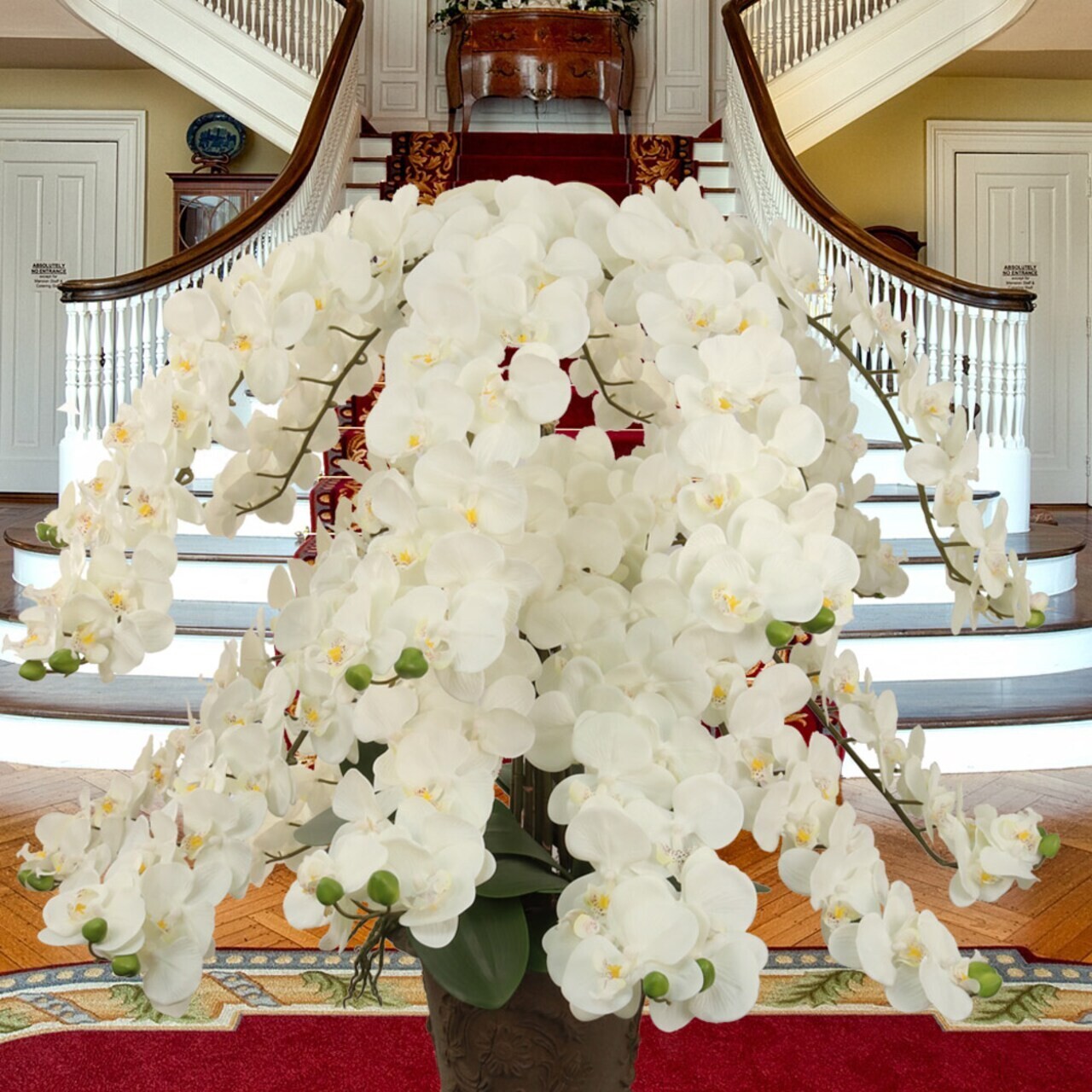 Phalaenopsis Artificial Orchid Stem Vase Filler Home Office Decor White 49 in