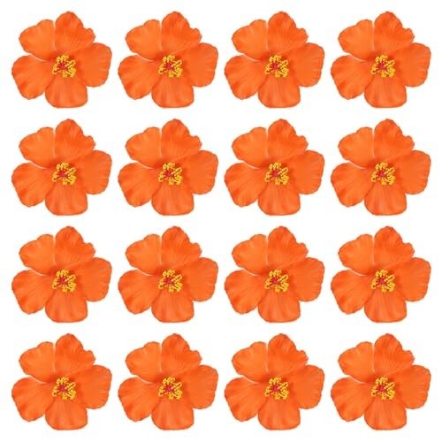 16 Pack Artificial Hawaiian Hibiscus Flowers Clips – Foam DIY Decor, Party Favor