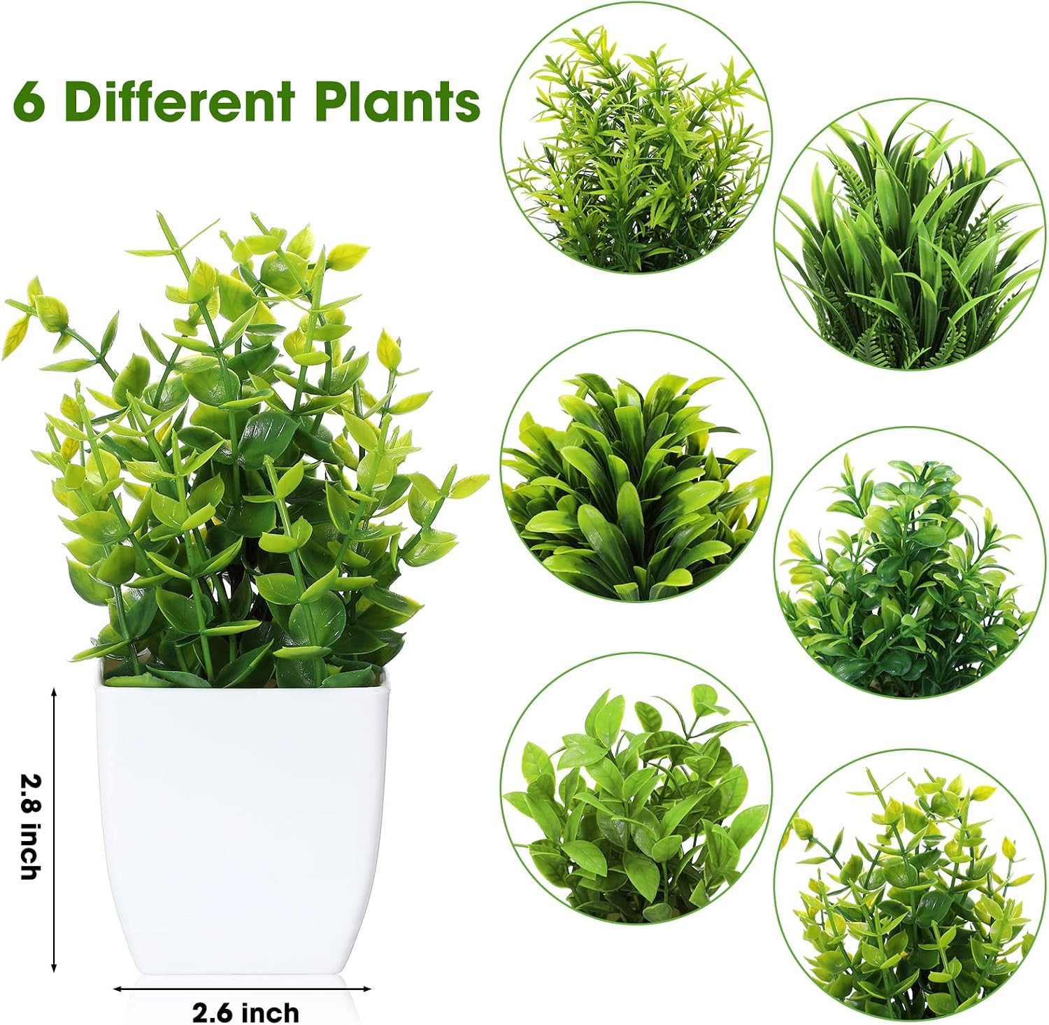 12 Pcs Mini Faux Plants in White Pots for Indoor Home Office Decor