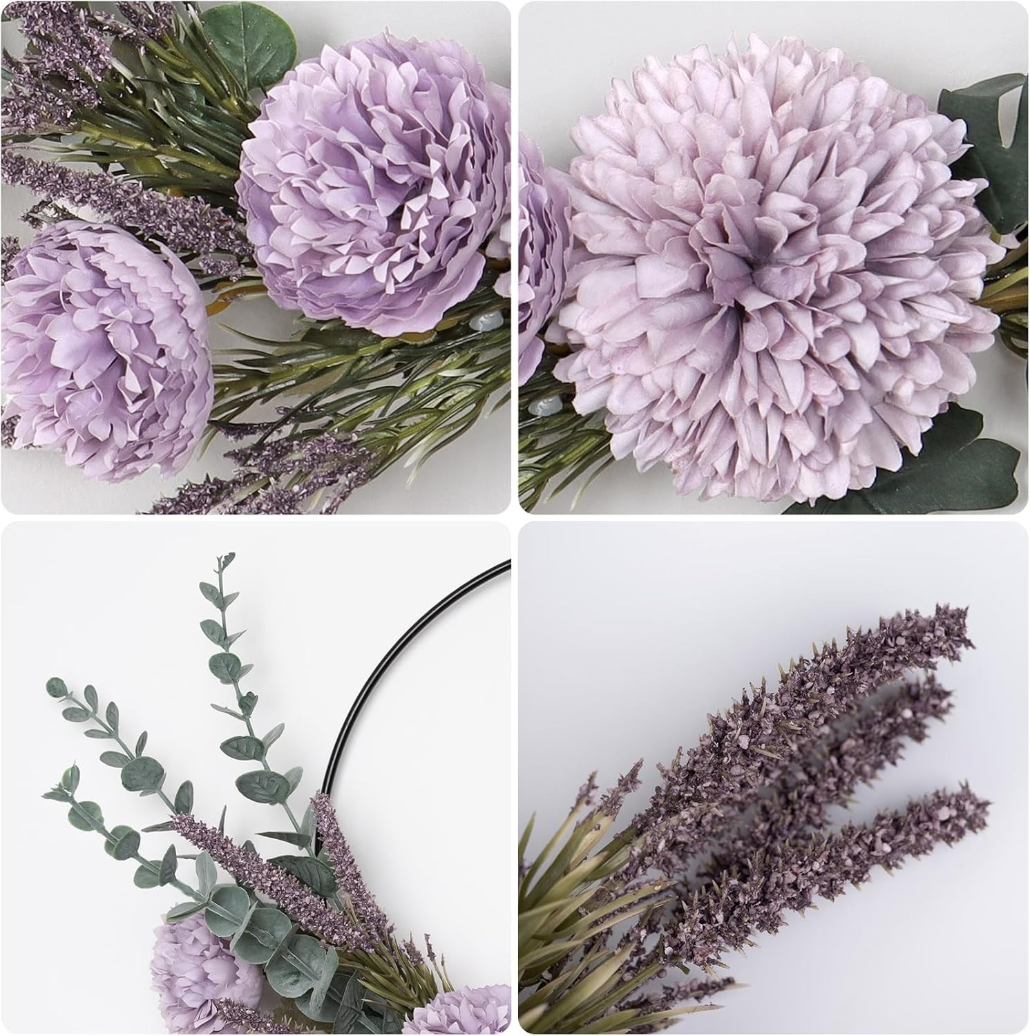 Floral Wreaths Front Door Artificial Purple Ranunculus Lavender Flower Wreath