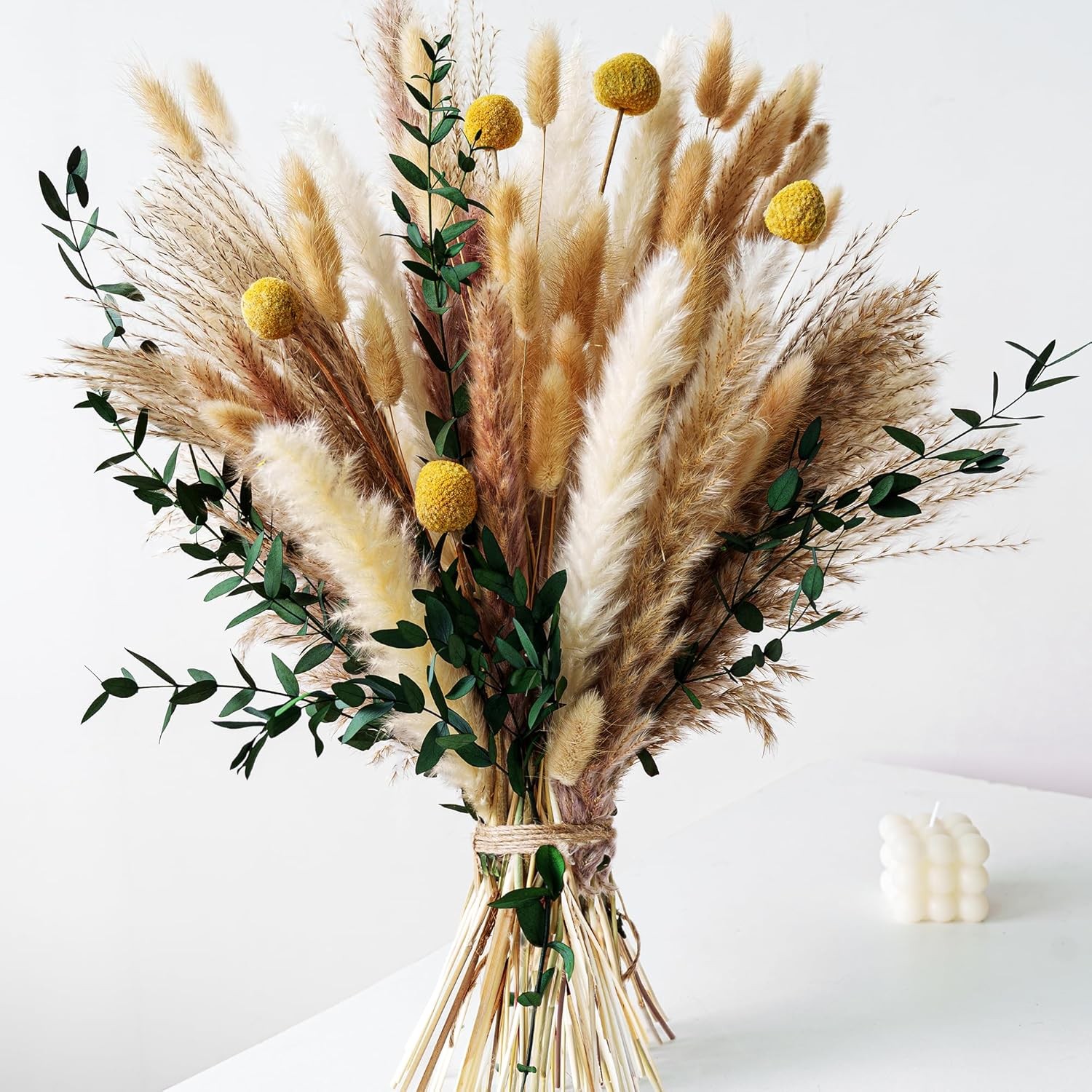Dried Flowers Bouquet – Olive Green Wall Decor, Pampas Grass Bouquet,