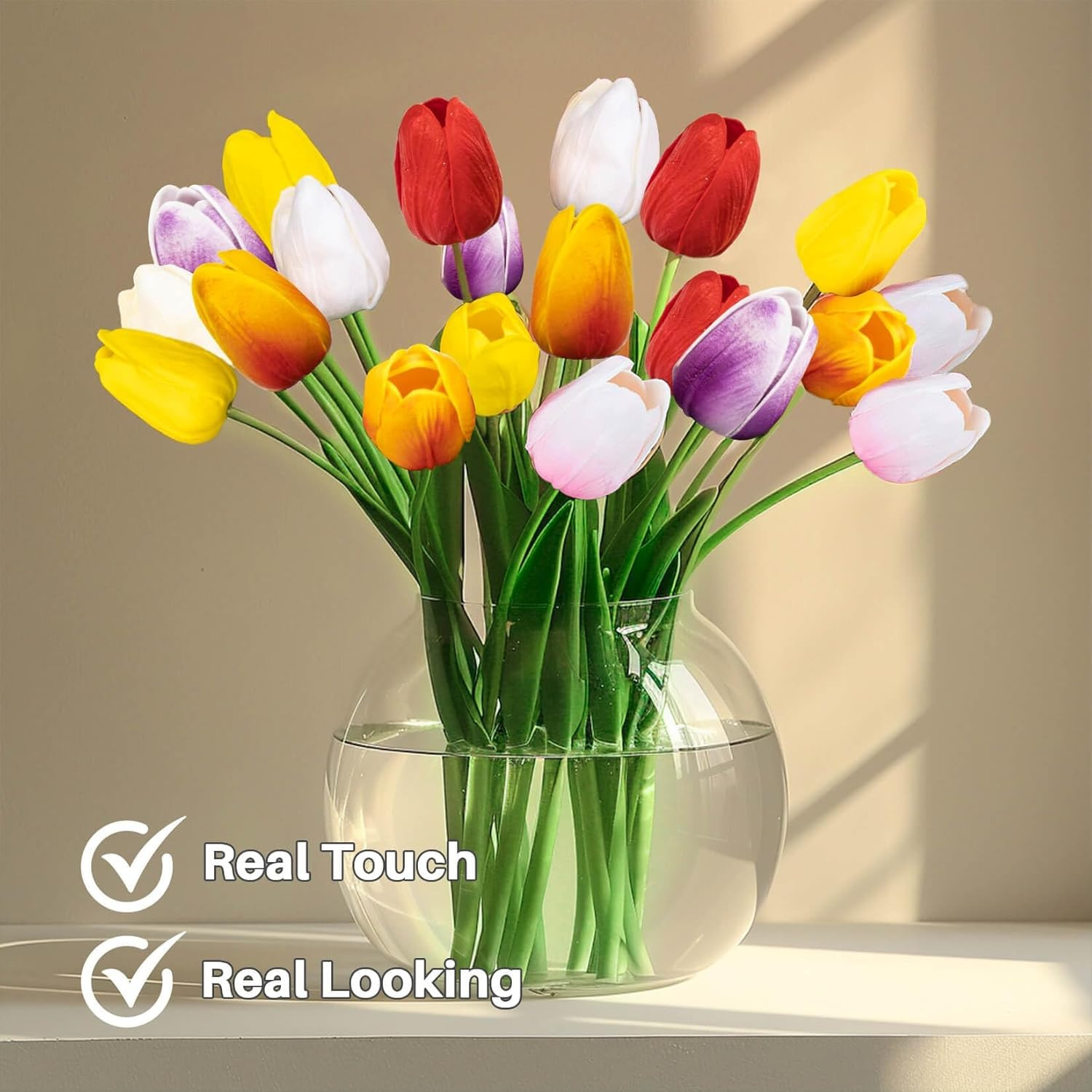 Real Touch Artificial Tulips Faux Flower Bouquet Wedding Spring Decor