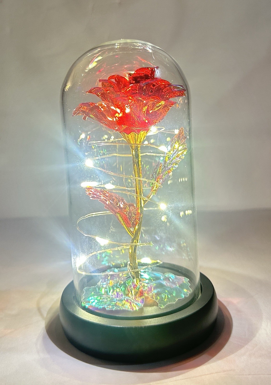 Forever Light up Rose in Glass Dome, Enchanted Rose with LED Lamp With Gift Card