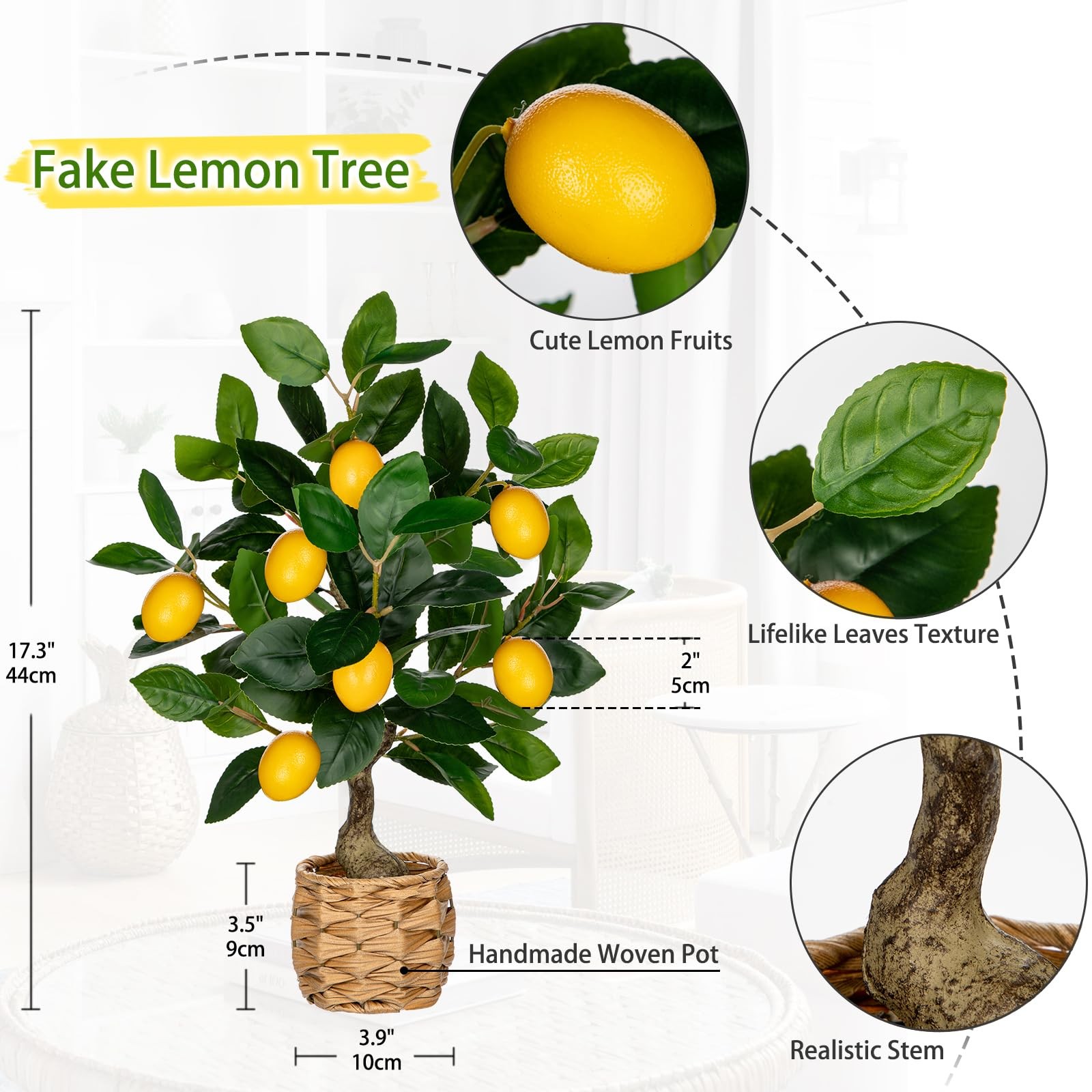 Artificial Potted Plants 17.3 inches Small Fake Lemon Tree Artificial Lemons …