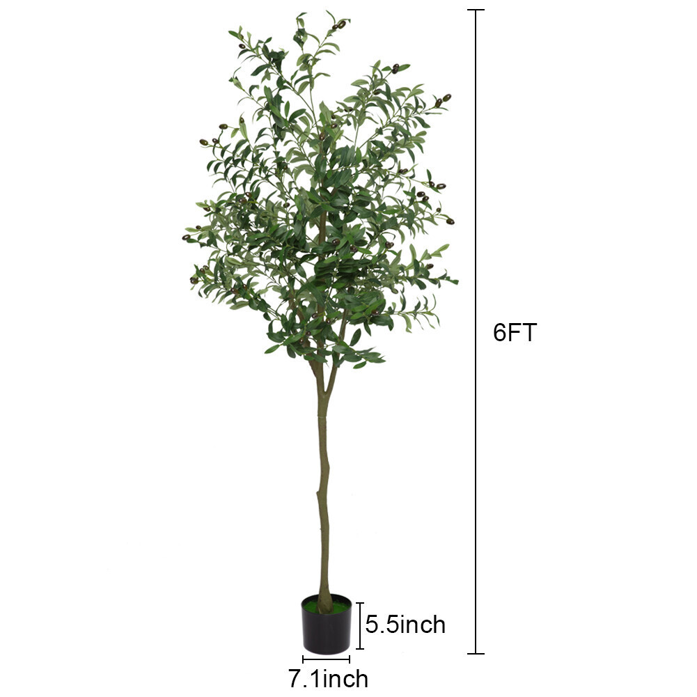 6FT Artificial Olive Leaf Tree Faux Tree Plant Indoor Outdoor Potted Plant