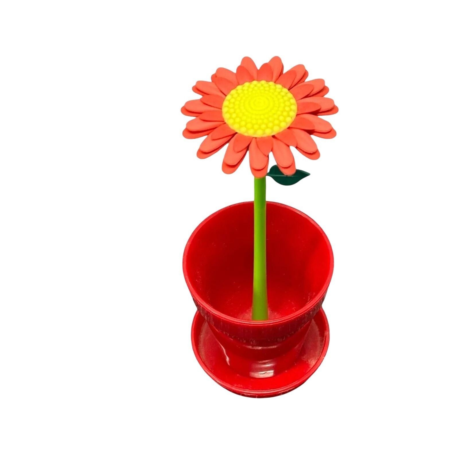 Artificial Red Daisy Flower In Red Pot With Saucer For Home & Office Décor Organ