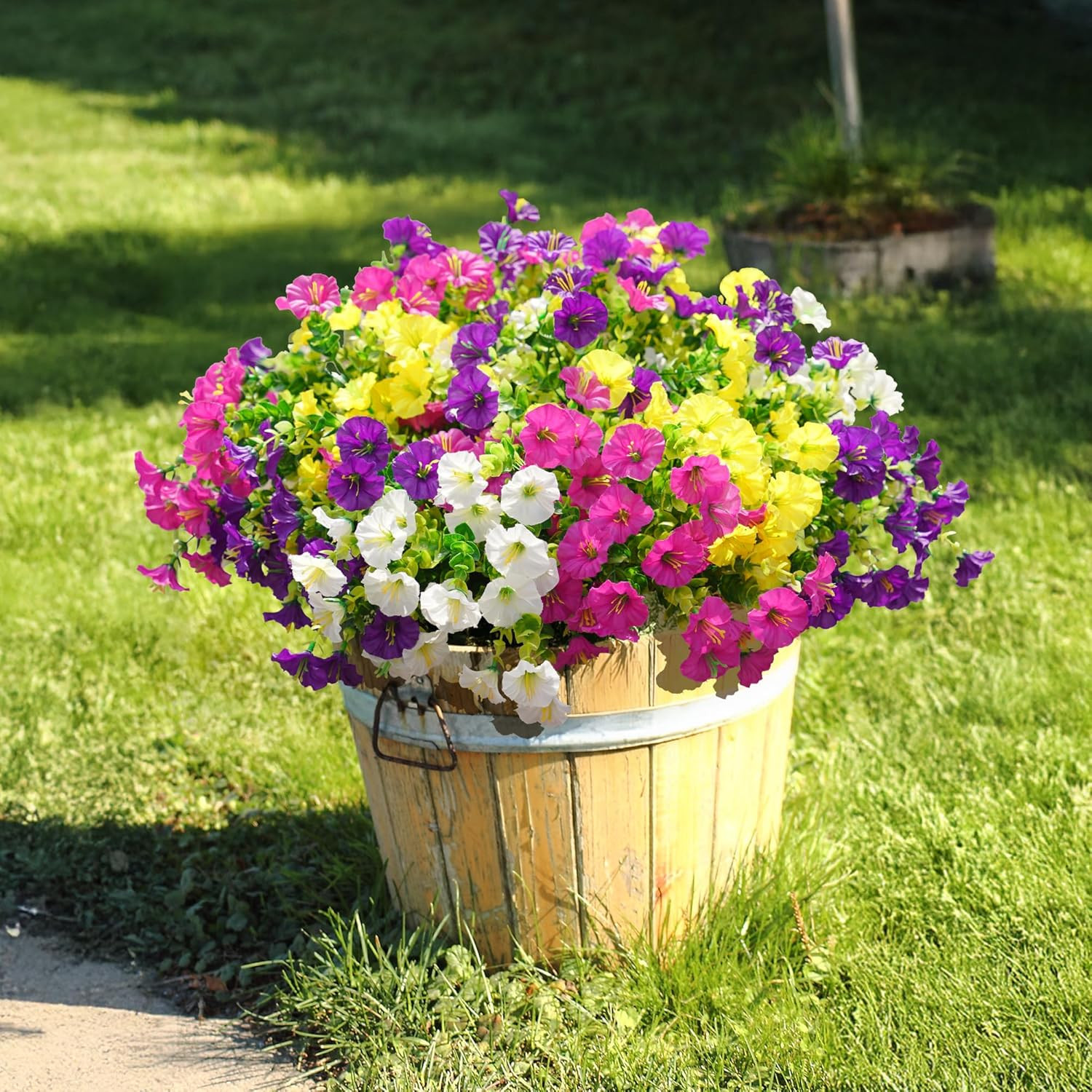 Artificial Flowers Fake Plants for Outdoors Decoration, 12 Bundles Silk Morning