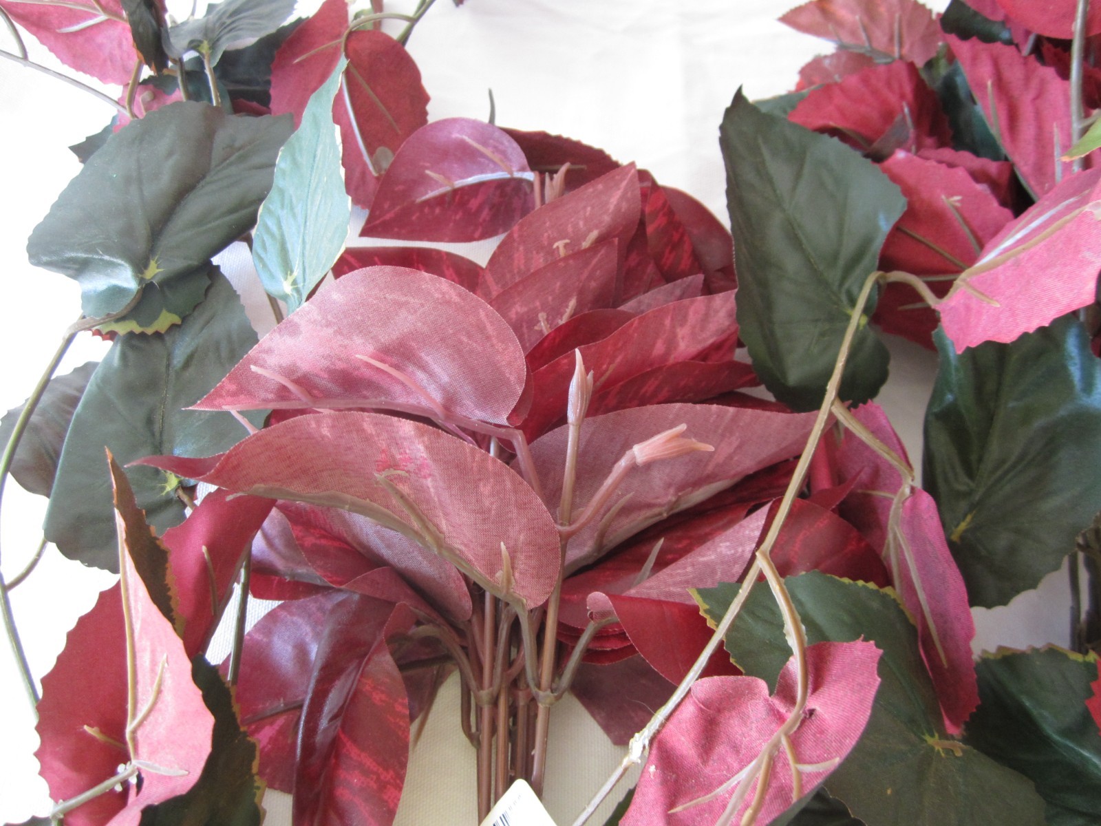 Lot of RED & GREEN Artificial Floral BUSH LEAVES Tree Branches Greenery Decor
