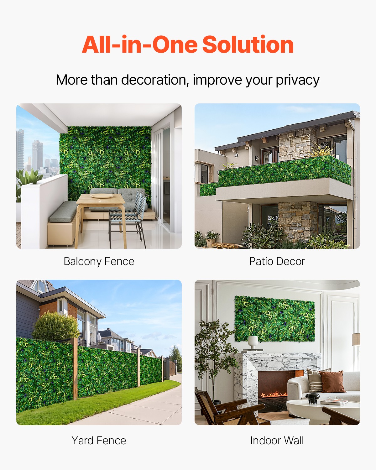 VEVOR 12pcs 20″x20″ Artificial Boxwood Mat Wall Hedge Decor Privacy Fence Panel