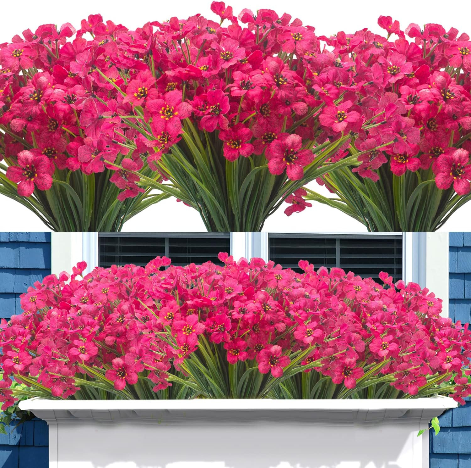 20 Bundles UV Resistant Artificial Flowers for Indoor & Outdoor Decoration
